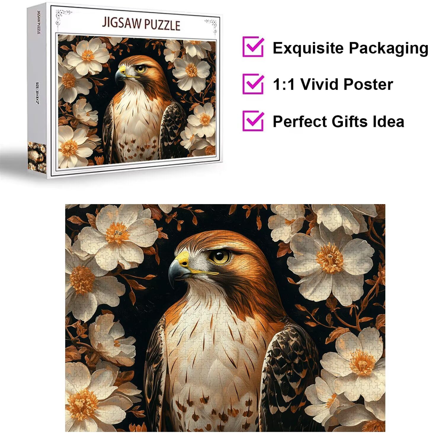 Puzzle 6000 sztuk 179 x 105 cm, Puzzle Dorośli Orzeł Kwiaty, n-384