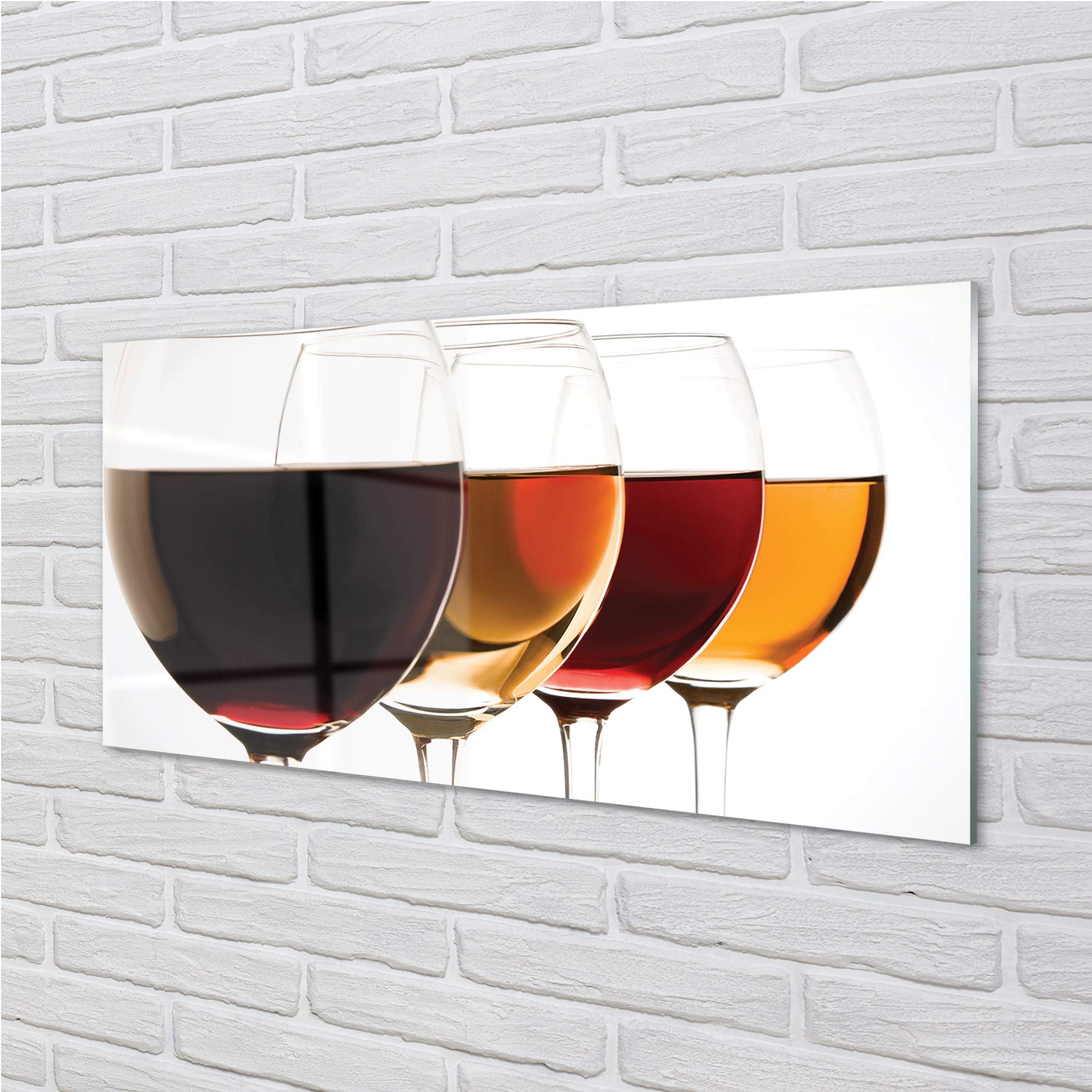 Tulup Cuadro de Cristal 140x70cm Impresa Decoración De Pared Mural - Vino Copas de Vino