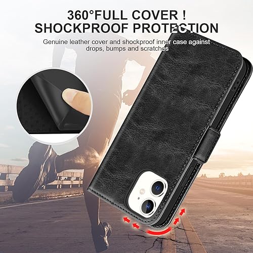 Miniatura 2 de Funda de cuero con tarjetero bloqueo RFID 360 protección completa a prueba de golpes, cierre magnético, con ranuras para tarjetas y correa para la
