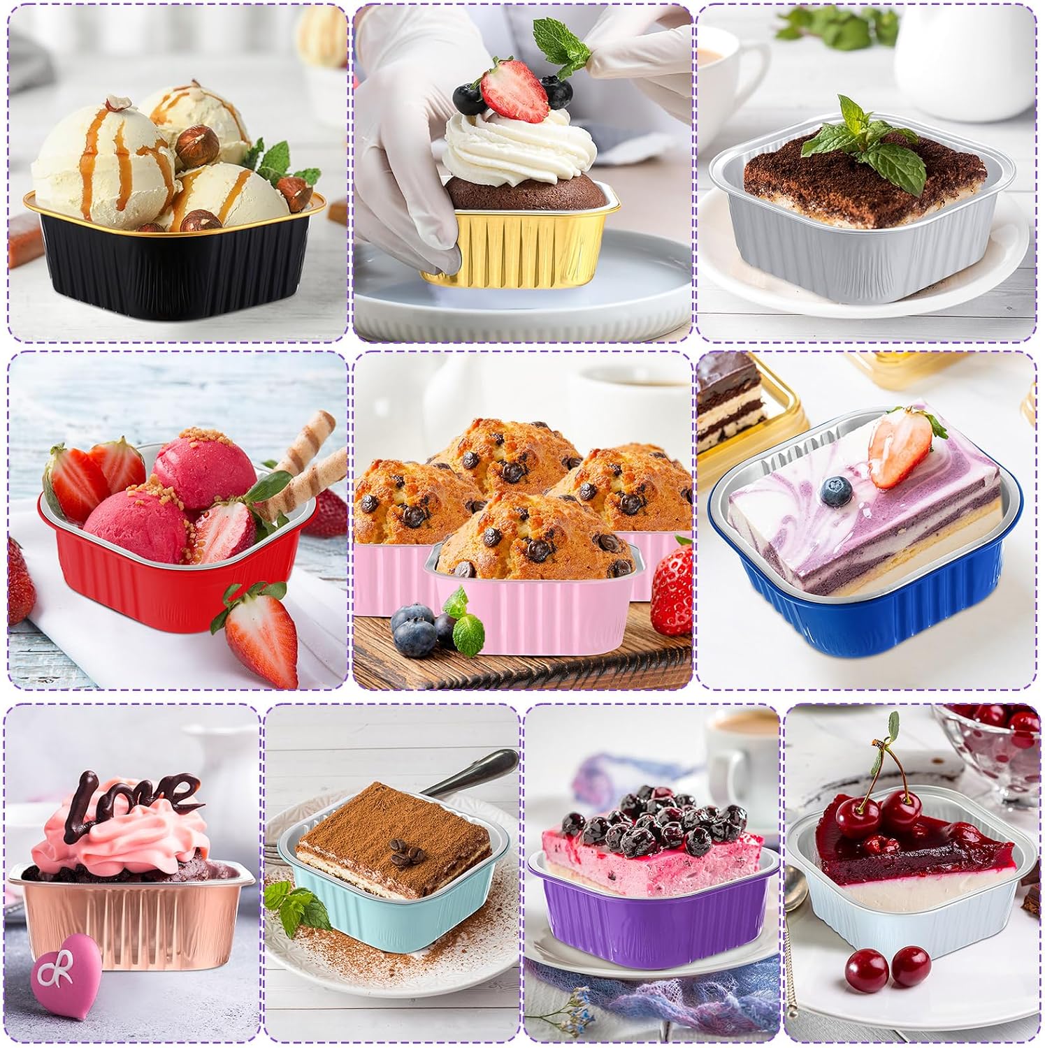 Aoriher 300 Pieces 10 oz Mini Cake Pans with Lids,Colorful