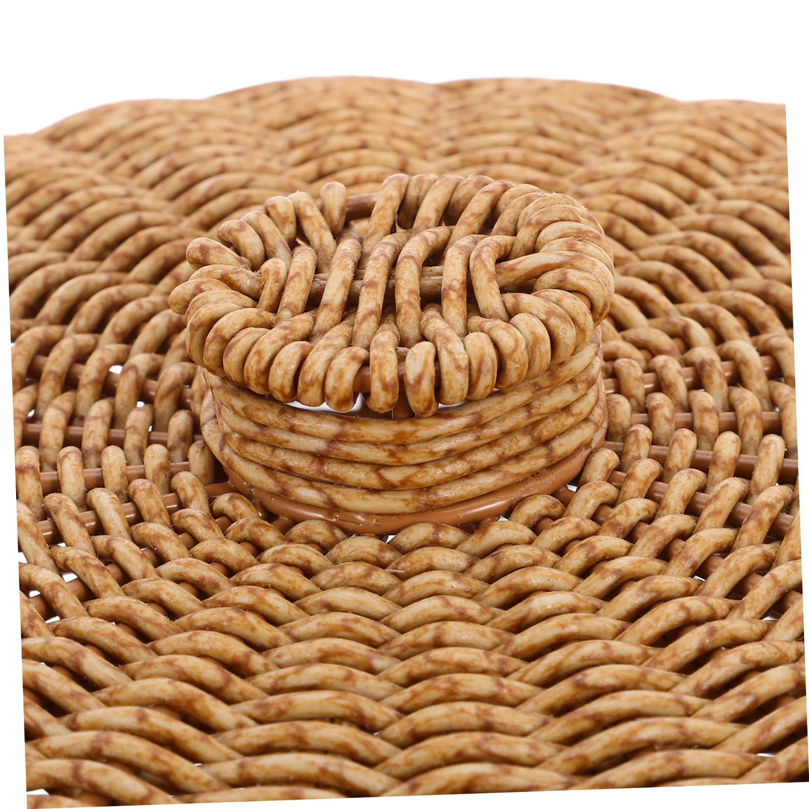 Zerodeko Panier de Rangement Tissé Main avec Couvercle pour Linge et Jouets Panier Rond Rotin Synthétique pour Maison