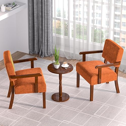 Miniatura 115 de Juego de 2 sillas decorativas con mesa, sillas de sala de estar con asiento suave y reposabrazos para sala de estar, dormitorio, sala de lectura,