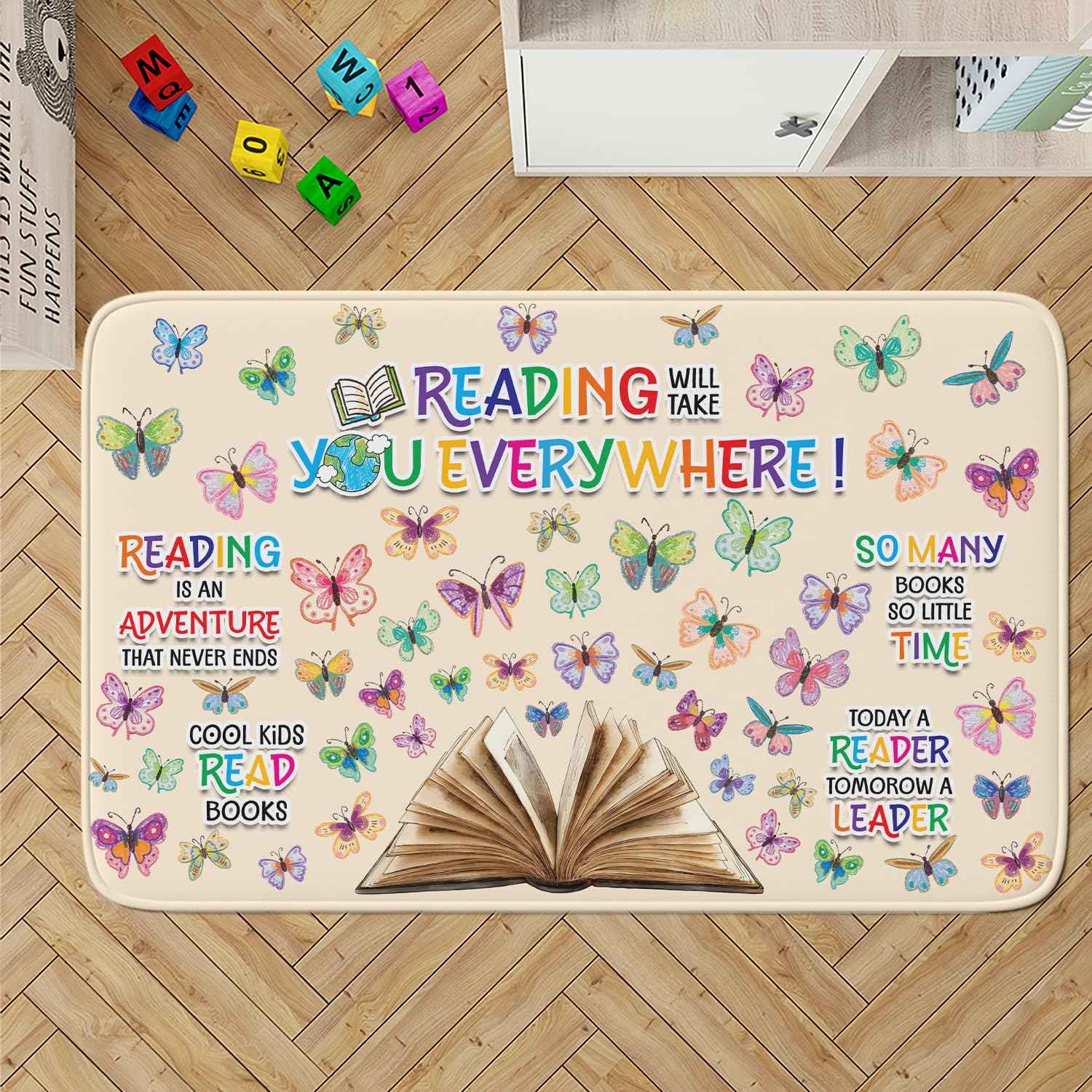 Colorful Classroom Rug for Kids, Handprints Area Rug School Rugs Classrooms 8x10, Handprint Soft Classroom Carpets Non Slip for Teen Kid Boy Girl Art