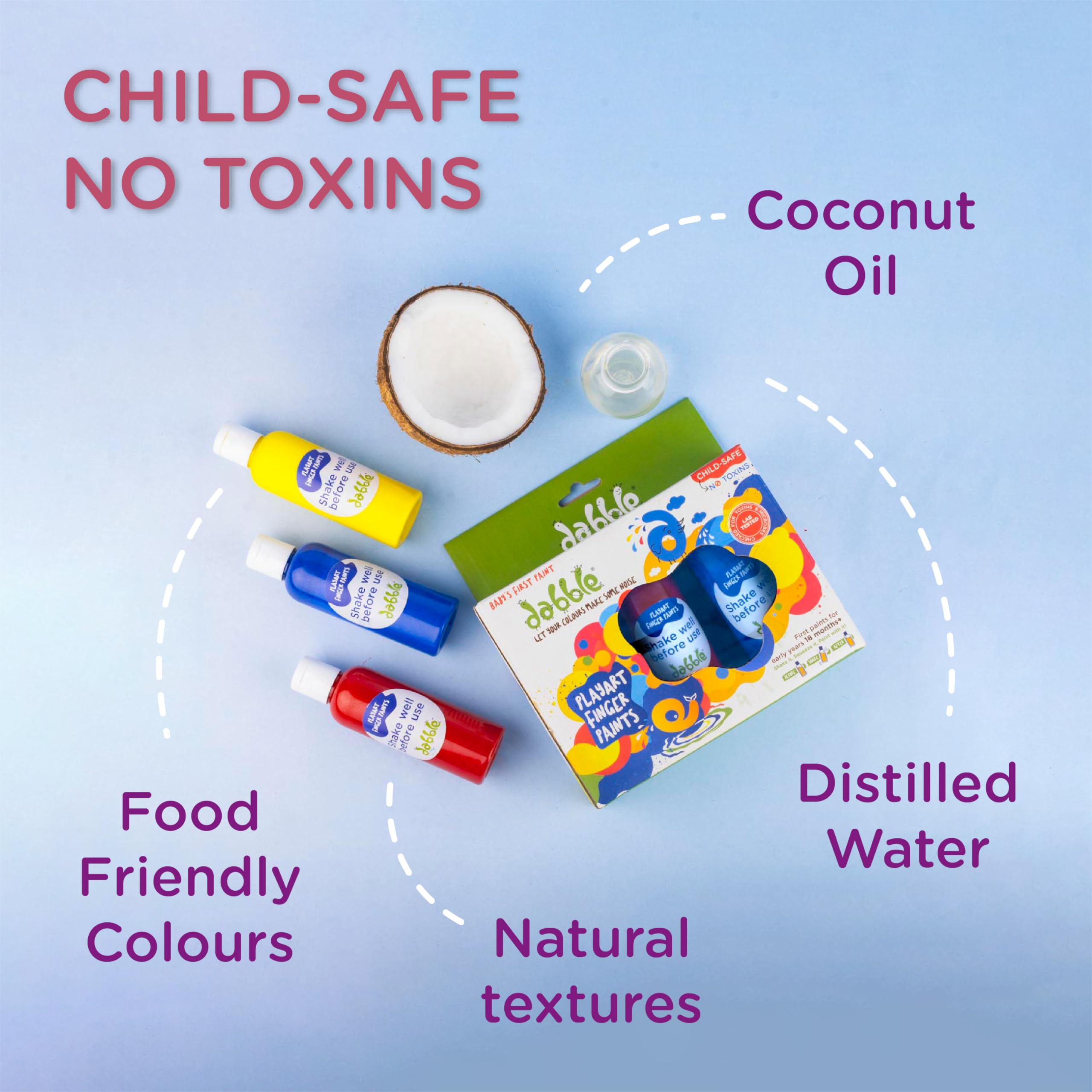 dabble Gift Combo Pack for Kids | Non-Toxic Finger Paints | Washable Paints For Toddlers | Sensory Touch & Feel Colouring Pages for Toddlers - Ages 1+ - Image 6 thumbnail
