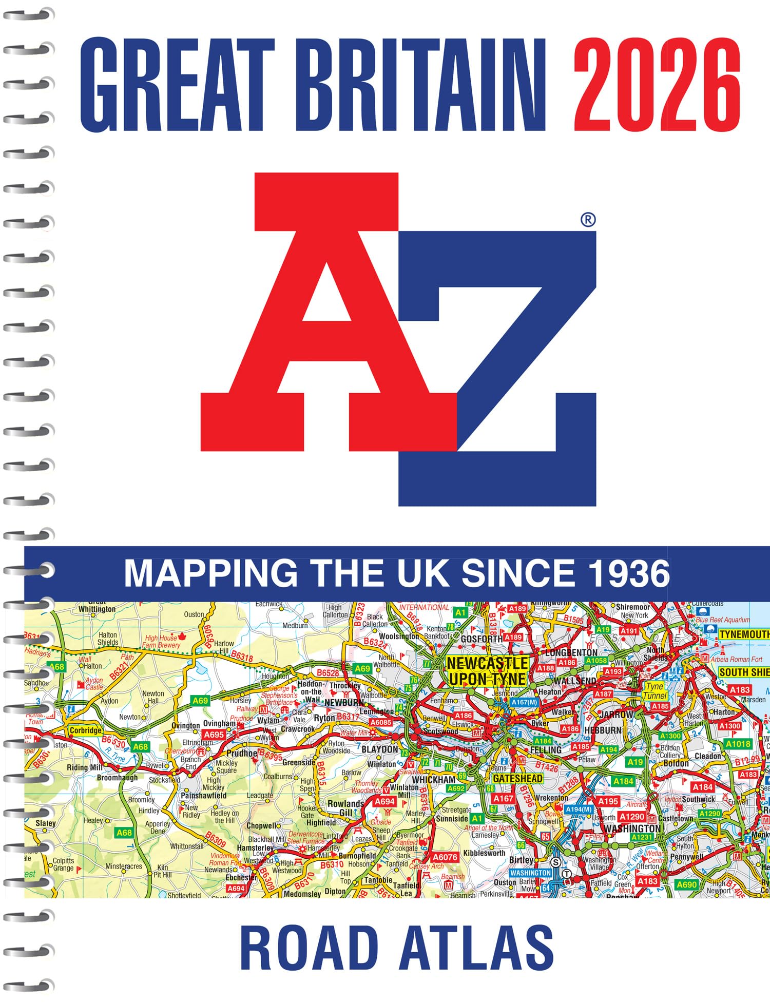 Great Britain A-Z Road Atlas 2026 (A4 Spiral): Easy to read map of Great Britain in A4 size with spiral binding