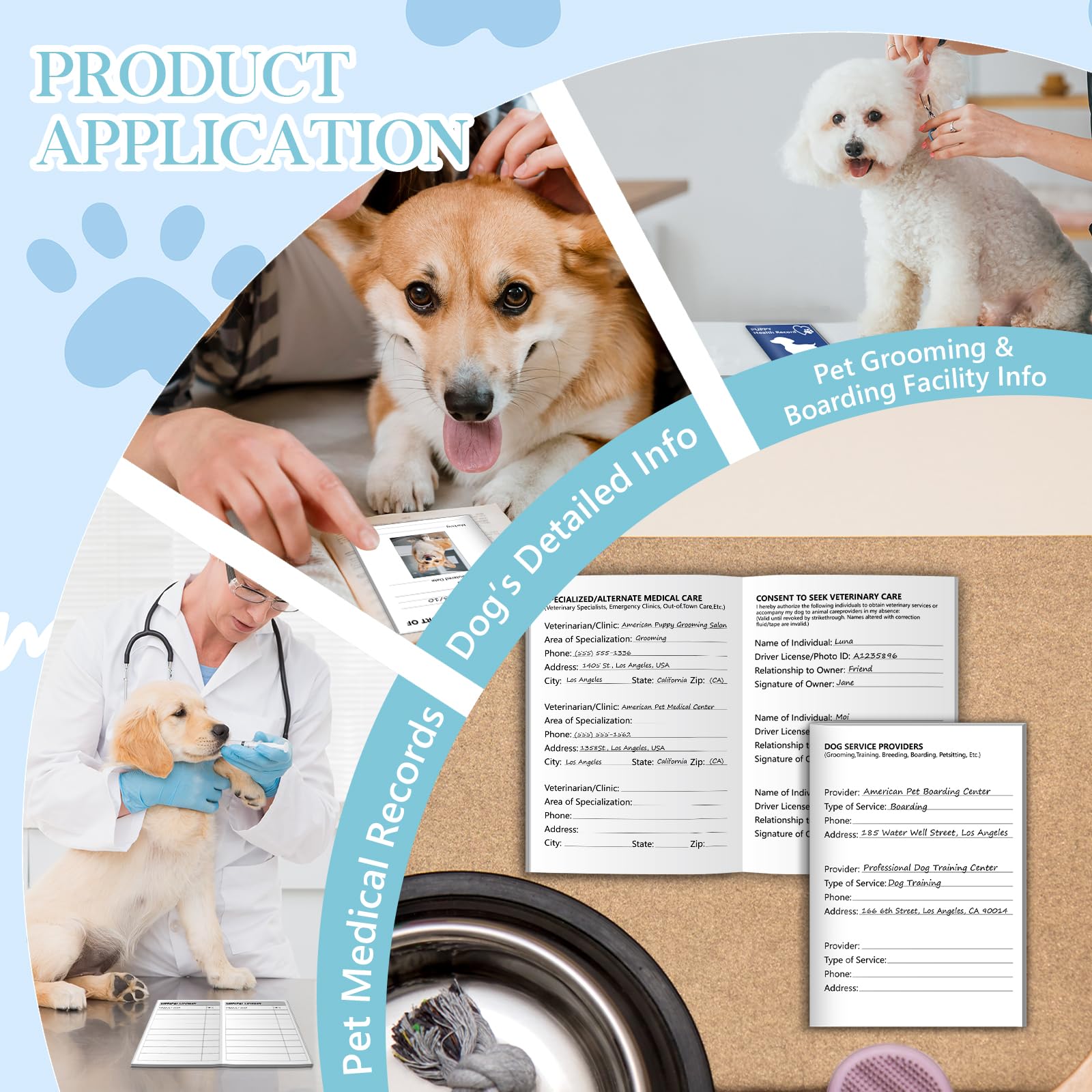 Lot de 10 carnets de vaccination pour chien - 12,7 x 8,9 cm - Carnet d'information pour chien - Carnet médical et de vaccin pour les amoureux des animaux de compagnie - Soins médicaux de toilettage