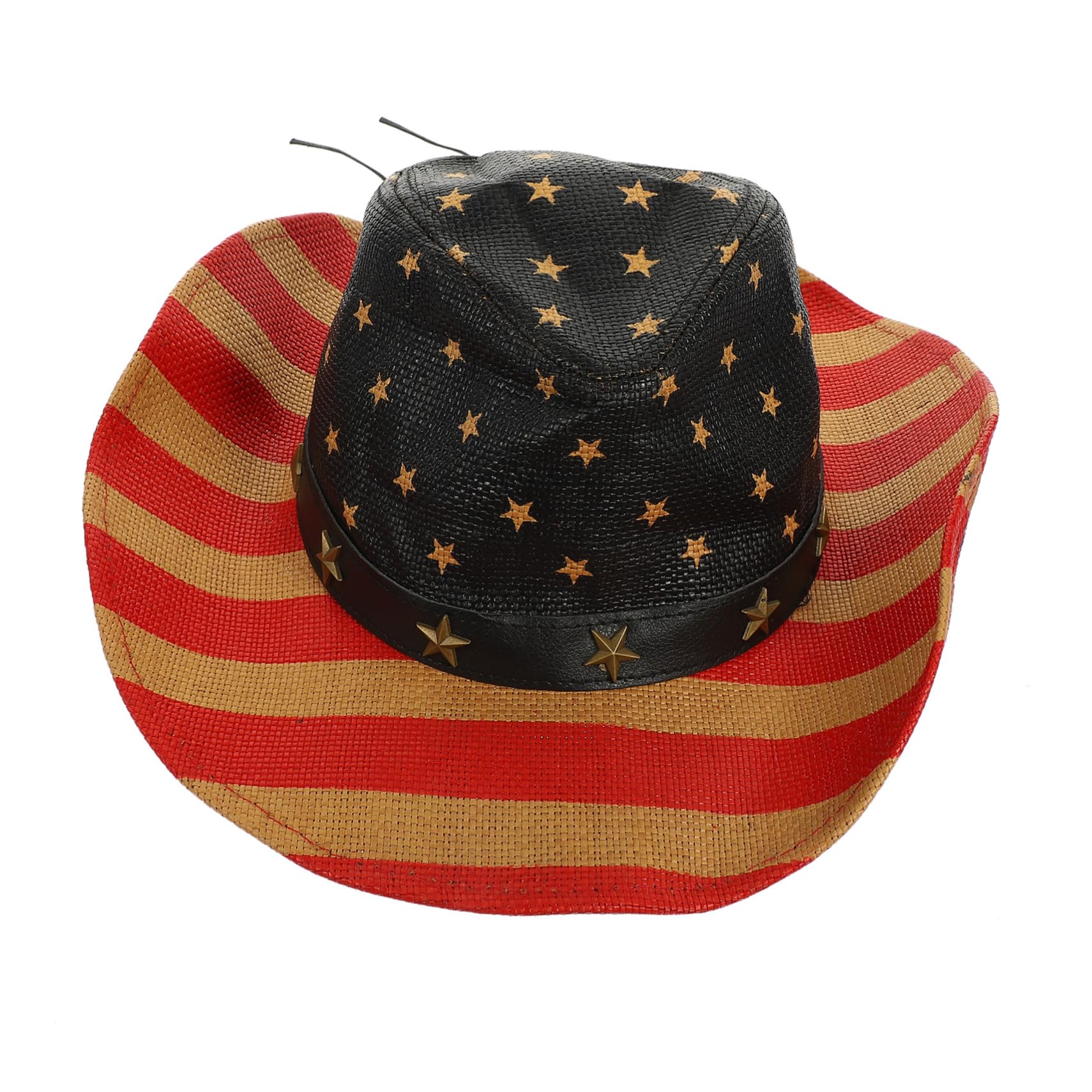 Western Cowboy Hat with American Flag Patriotic Straw Festival Hat for Men And Women for Dance Drama Picnics And Barbecues