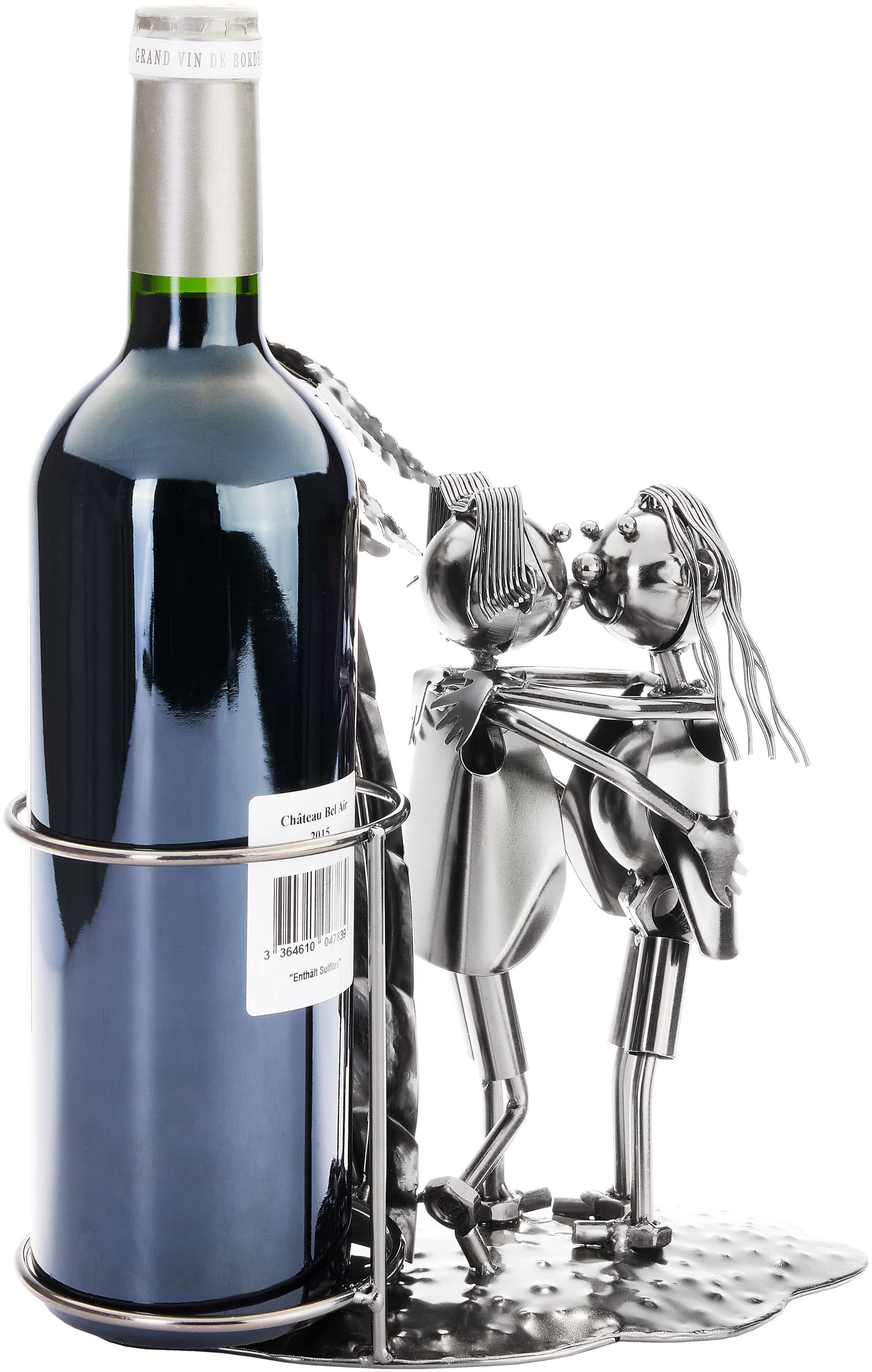 Portabottiglie Da Tavolo In Metallo Per 7 Bottiglie - Design Industriale, Nero, Per Casa O Bar