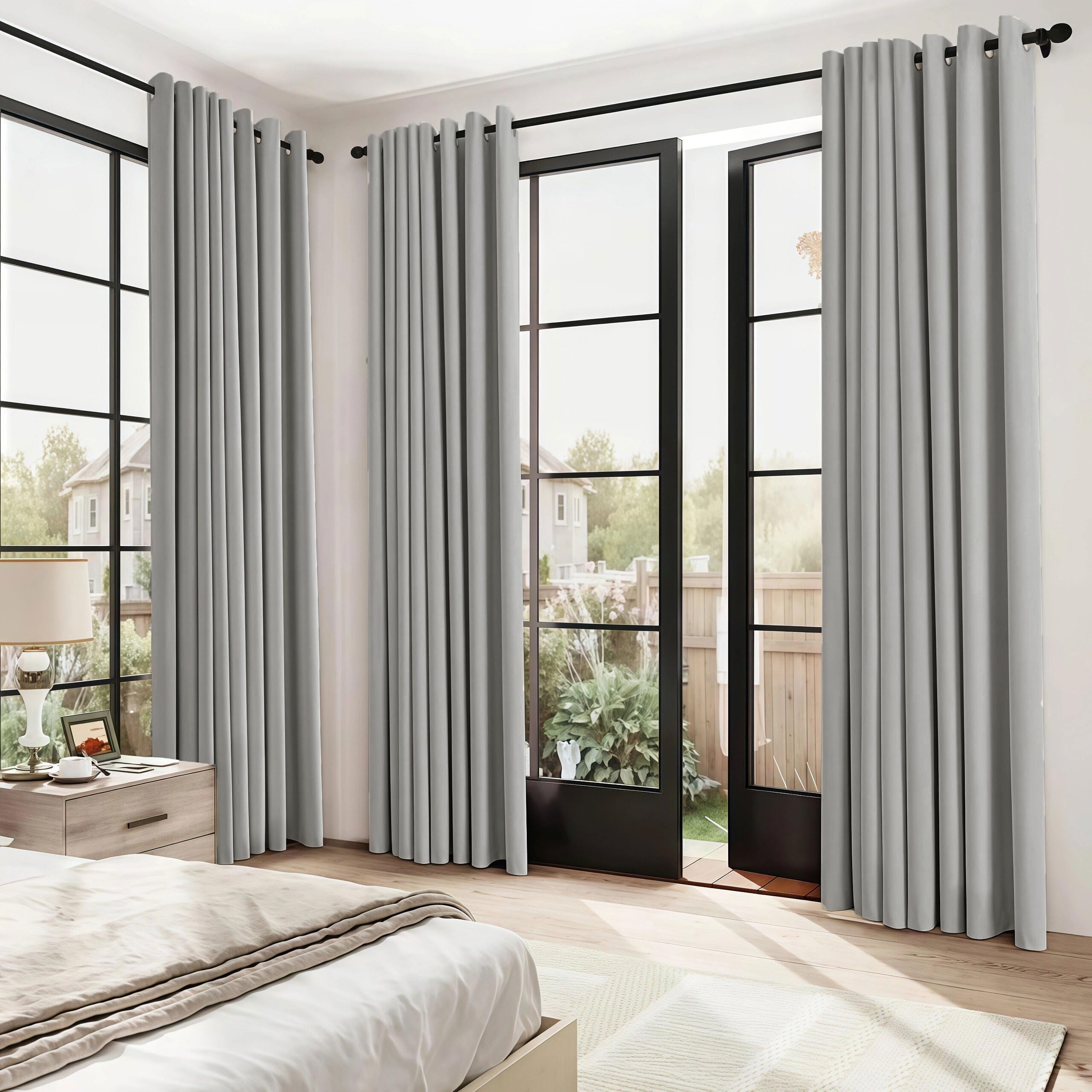 LIUJYUAN Blackout Curtains 85 x 170 cm Room Darkening, Privacy Protection Darkening Curtains Thermal Insulated Energy for Bedroom, Living Room, Door, Light Grey