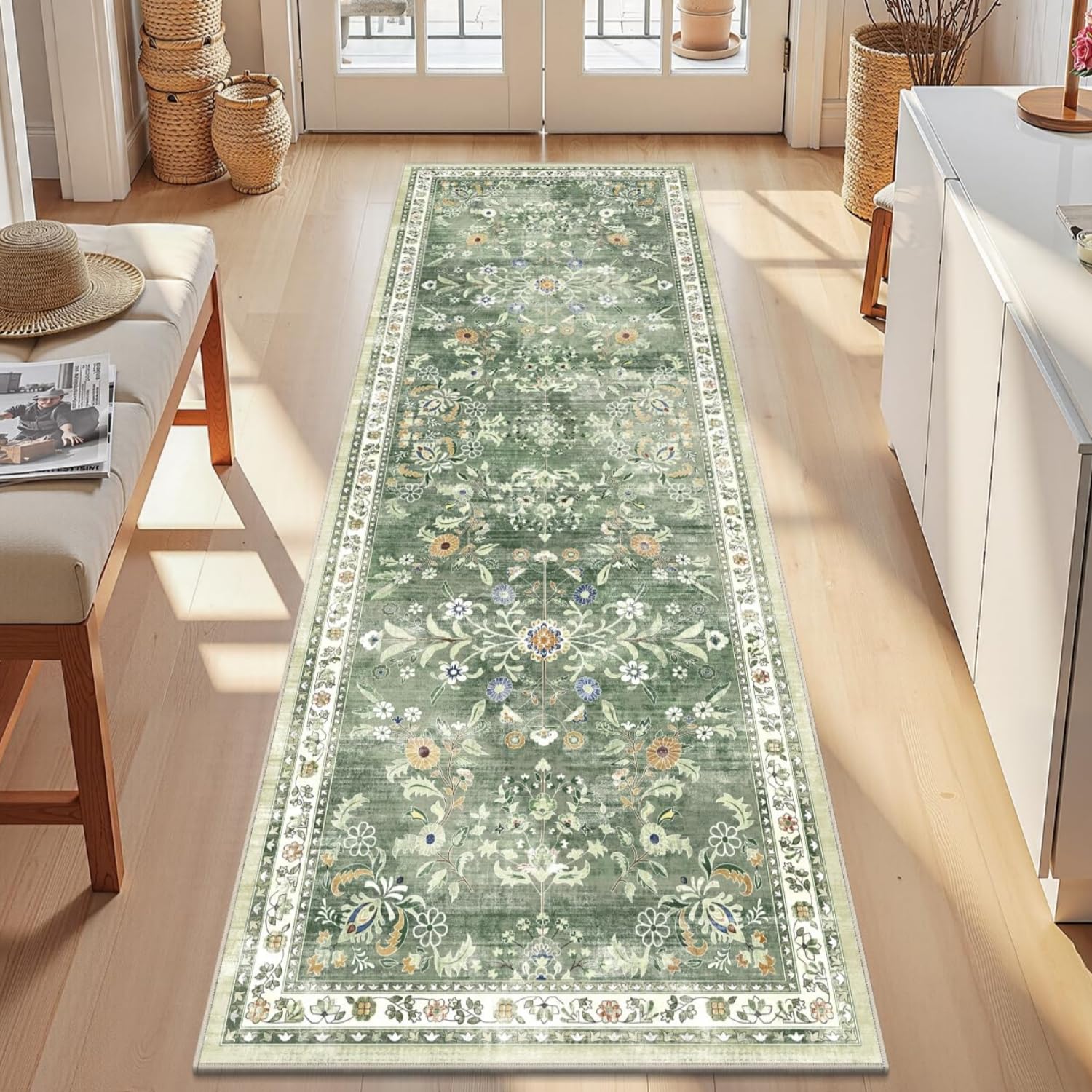 Homodeco Runner Rugs for Hallway Kitchen Non Slip, Green, 50 x 150cm — image 1