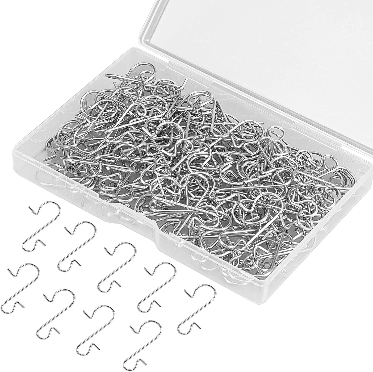 200pcs Bauble Hooks Christmas Tree Decoration Hooks, Silver Ornament