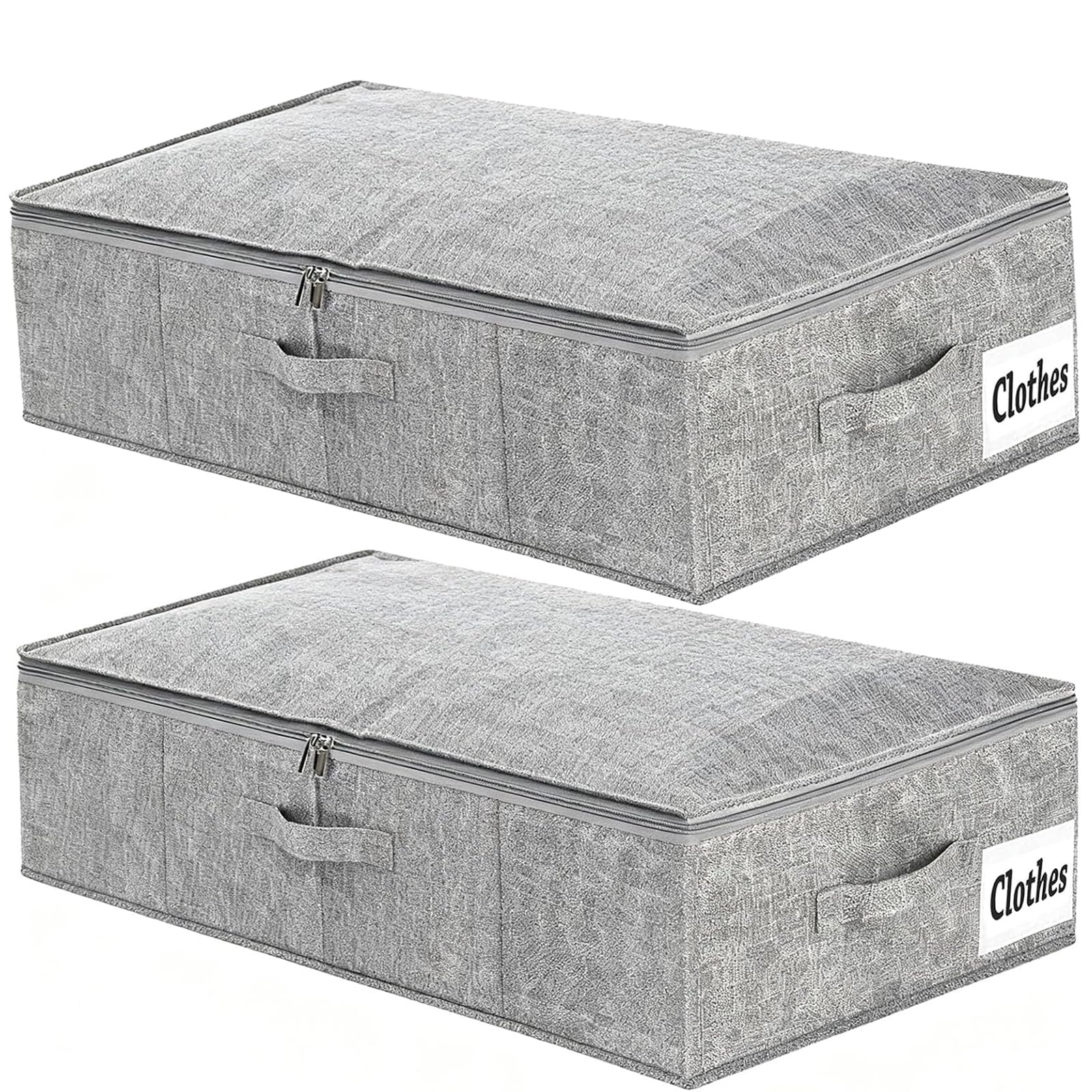 2 Pack Under Bed Storage Box with Lid, 50L Foldable Fabric Storage Organiser with Sturdy Sides & 2 Handles, Low-Profile Clothes Storage Under Bed Sofa and Cot for Blankets, Shoes, Bedding, 76x40x17cm