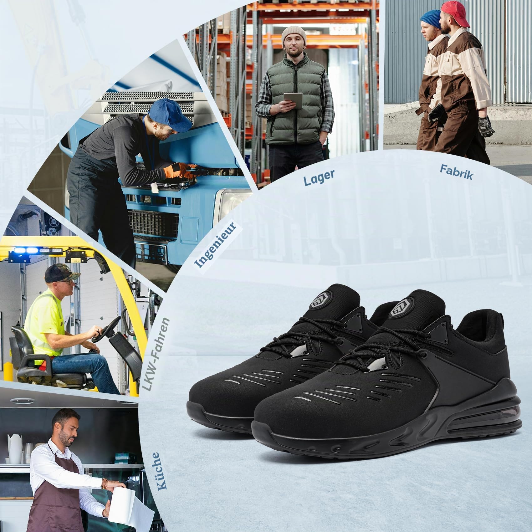 LARNMERN PLUS Wasserdicht Arbeitsschuhe Sicherheitsschuhe Herren Damen | Sicherheitsschuhe Rutschfest SRC Mid-Top Komfort Sportlich Schutzschuhe Arbeits Stahlkappenschuhe Dämpfung Bequeme