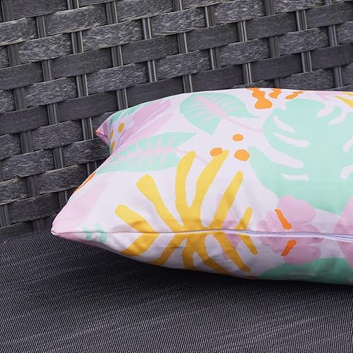 Miniatura 5 de ONWAY Juego de 2 fundas de almohada de verano de 12 x 20 pulgadas  12.0 x 20.0 in., con hojas tropicales y hojas de palmera, rosas, impermeables,