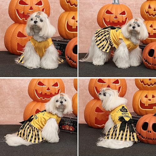 Miniatura 3 de CuteBone Vestido de malla para perro, vestido de Halloween para cachorros, traje de verano para mascotas, moda de verano para perros pequeños, ropa