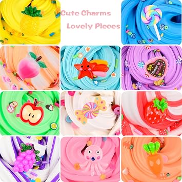 Butter Slime Kit 11 Pack, Scent, Stretchy, and Non-Sticky, with Peach Strawberry, Grape. Slime Charms, Stress Relief, Educational Slime, Birthday Gifts Prize Party Favors for Girl Boys Kids 6-12