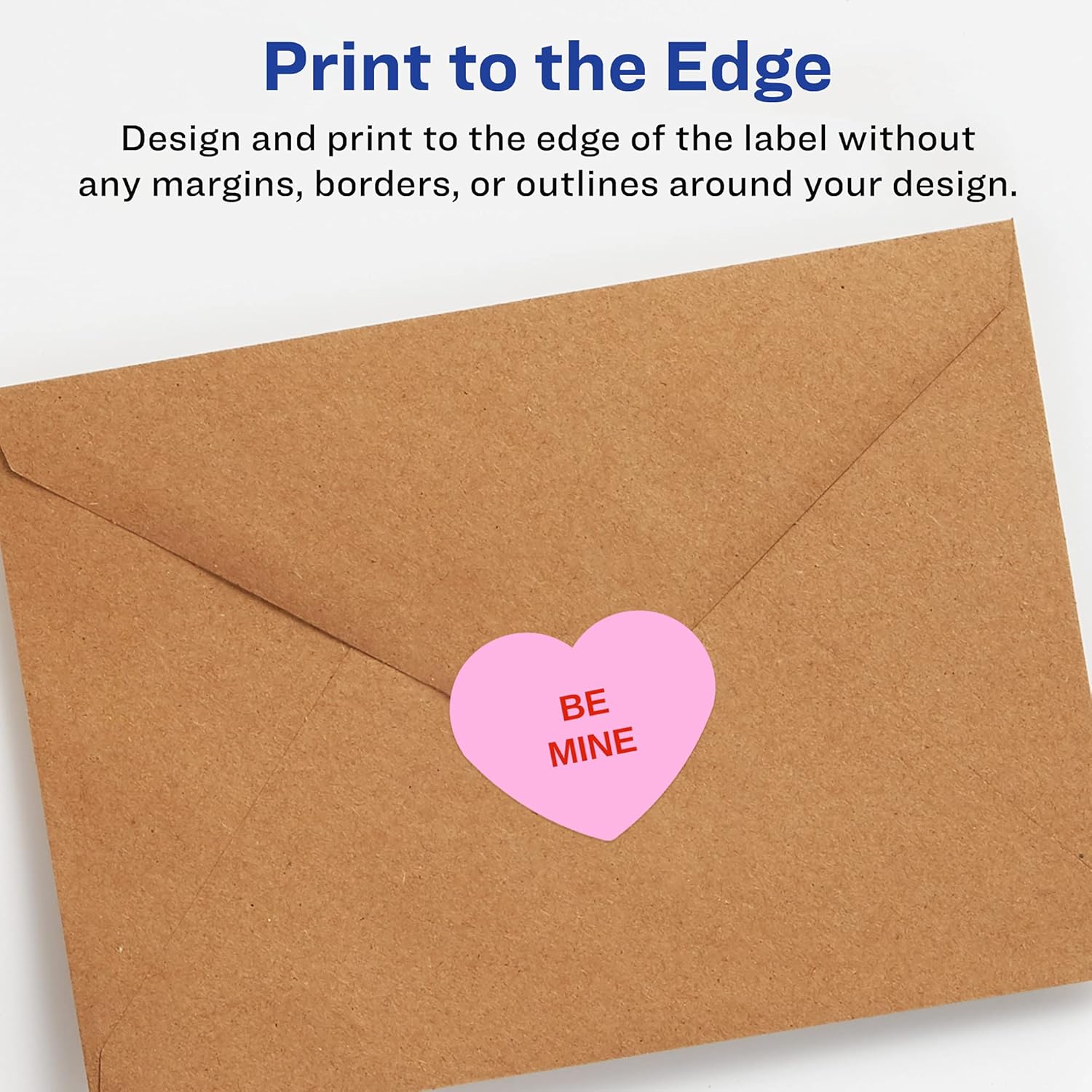 Avery Matte White Heart Labels, Sure Feed Technology, 2-9/32" x 1-27/32", 600 Matte White Printable Labels