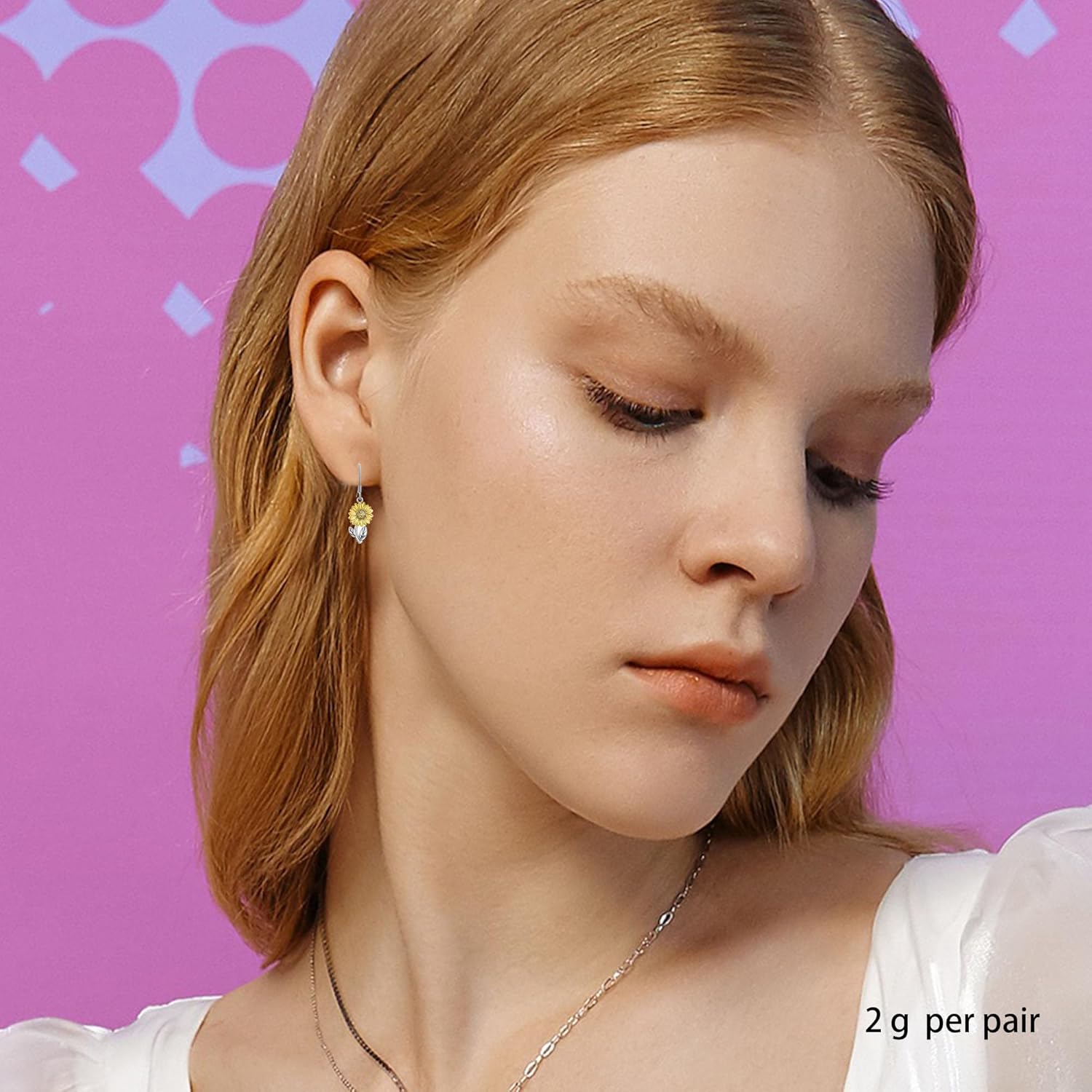 Handmade 3D Sunflower Daisy Flower Dangle Drop Earrings Vintage Silver Leaf Bohemian Little Daisy Flower Hook Earring for Women Cute Elegant Summer Boho Jewelry - Image 4