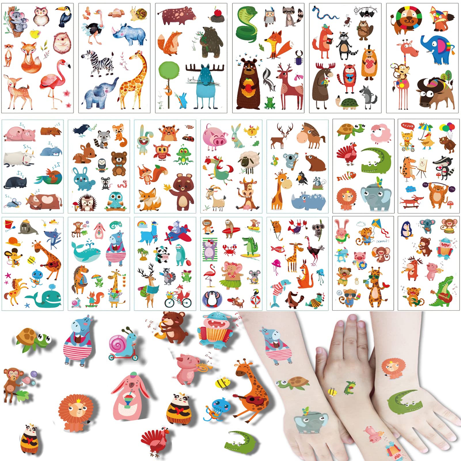 Tatuajes Temporales para Niños Niñas, Tatuajes Temporales de pocket, Calcamonias para Niños Tatuajes, Impermeables Juego de Tatuajes para Decoración de Fiesta de Cumpleaños