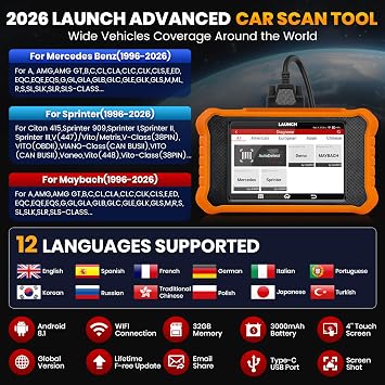 2026 LAUNCH Creader Elite V3.0 fit for Mercedes-Benz MB Sprinter Maybach Bi-Directional Scan Tool, OBD2 Scanner, Full System Diagnostic, All Reset Service, ECU Code, Auto Vin, Lifetime Free Update