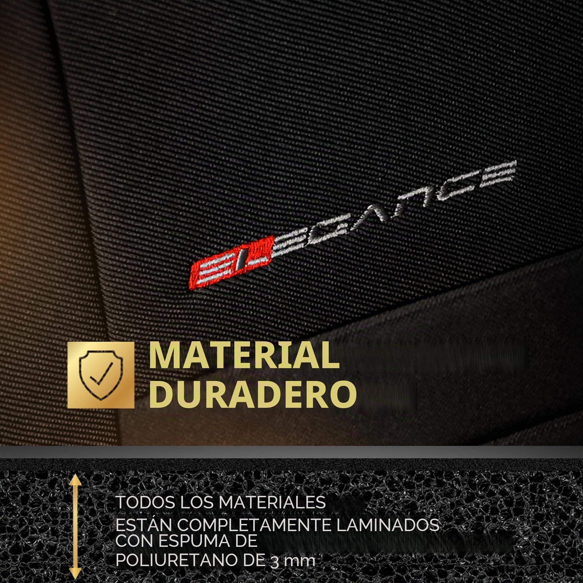 MOTOS Fundas Asientos Coche para Renault Scenic III 2009-2016 Funda Asiento Coche Delantero con Sistema de Airbag Activo, Ajuste, Material de Tres Capas, Aspecto Elegante, Aplicación Versátil