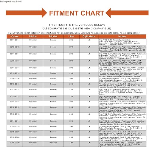 Miniatura 5 de Sensor de oxígeno O2 UPSTREAM para Hyundai Elantra Sonata