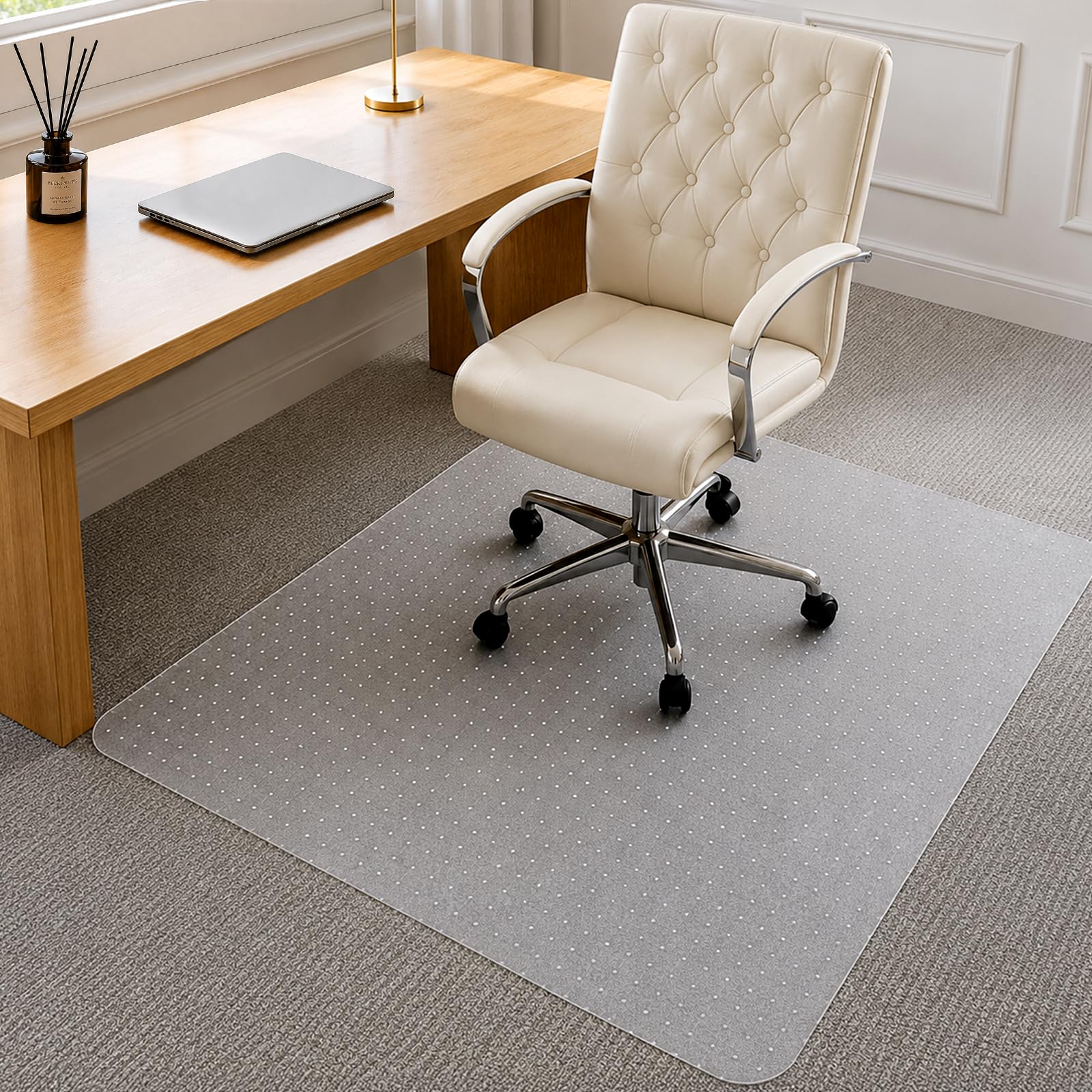 CROWNSHOP Office Chair Mat for Carpet 90x120cm Premium PVC Floor Protector