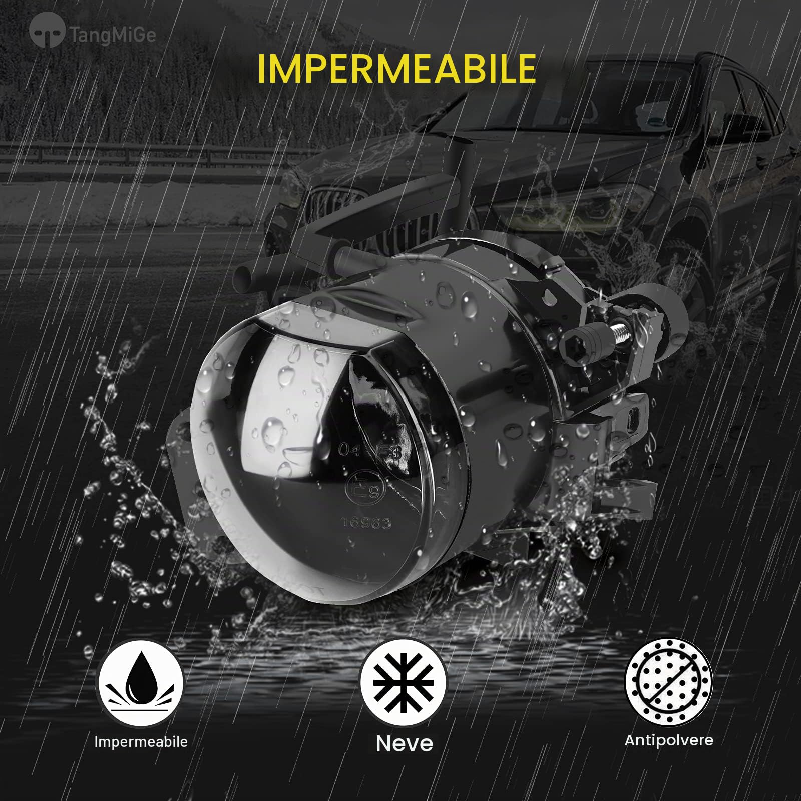 TangMiGe Fendinebbia compatibile con BMW E60 E61, Serie 5, (525i 525xi 528i 528xi 530i 530xi 535i 535xi 545i 550i), 07/2003-09/2010, Tutto solo per paraurti pacchetto M Tech Sport,1 Paio (Fumo Nero)