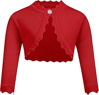 Cárdigan Básico para Niña Bolero de Manga Larga para Niños Chaqueta de Hombro Chaqueta de Bolero Corto para Vestido de Comunión Vestido de Bautizo