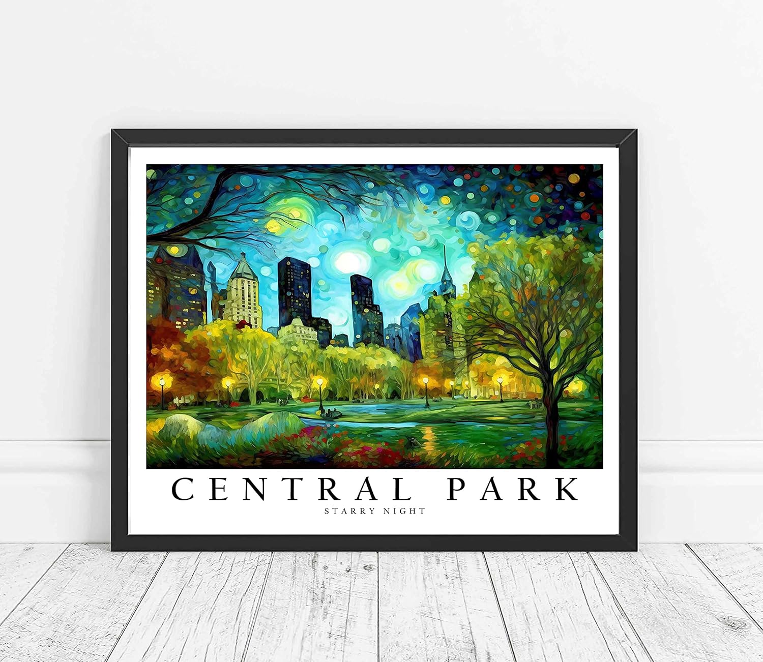 Central Park Art Print Poster, Van Gogh Starry Night Theme Wall art Painting Decor, Art Home Skyline Artwork For Bedroom, Bathroom, Living Room 51 (Central Park, 16 x 20 inches, Unframed) Central Park Unframed 16 x 20 inches