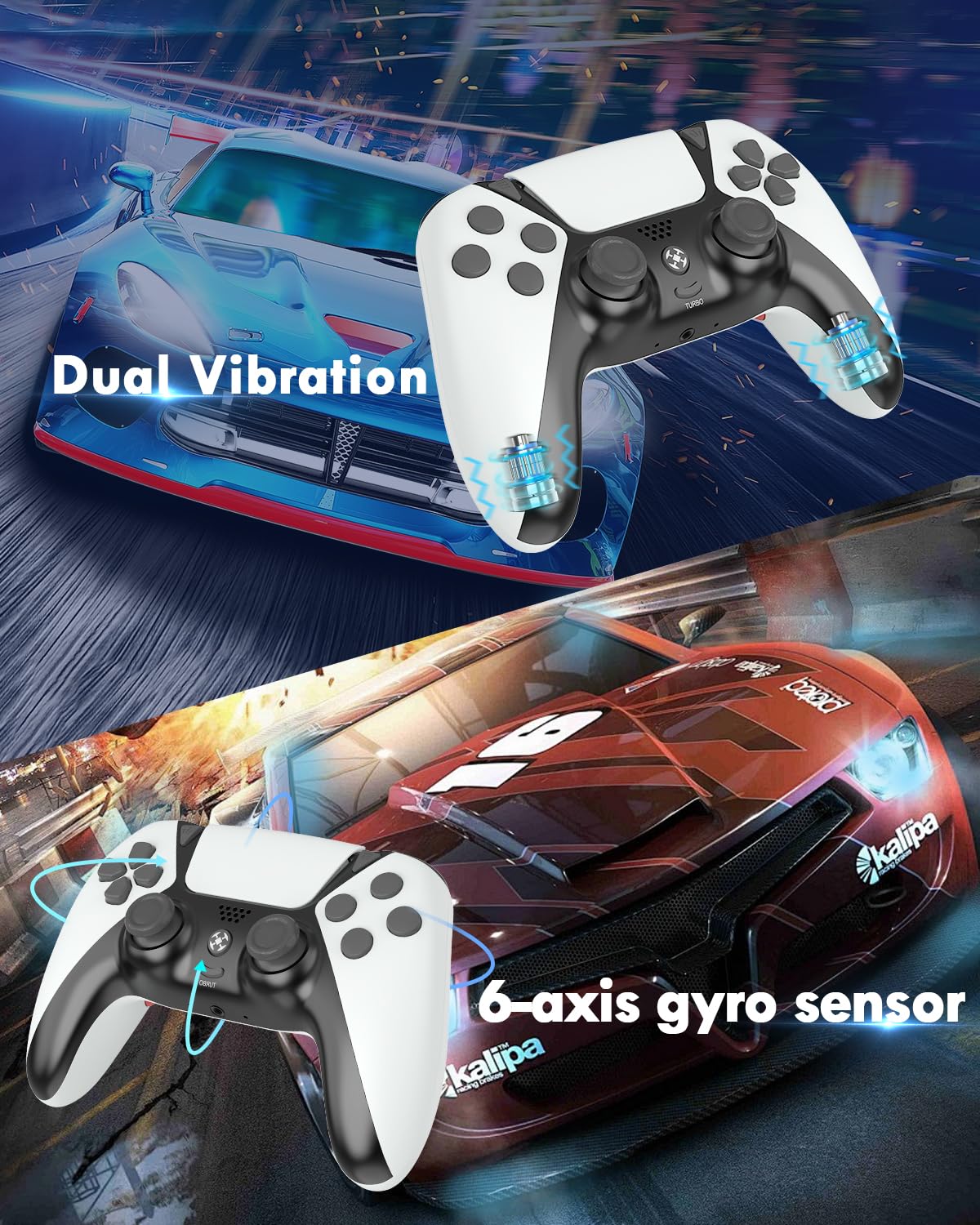 Ruibopad Elite PC/PS4 Controller für Fortnite mit Back Paddles und Turbo,YMIR Wireless Pro Gaming Gamepad mit No Drift Joystick, Vibration, 1200mAh Akku, Kompatibel mit Playstation 4/PC/Steam,Weiß