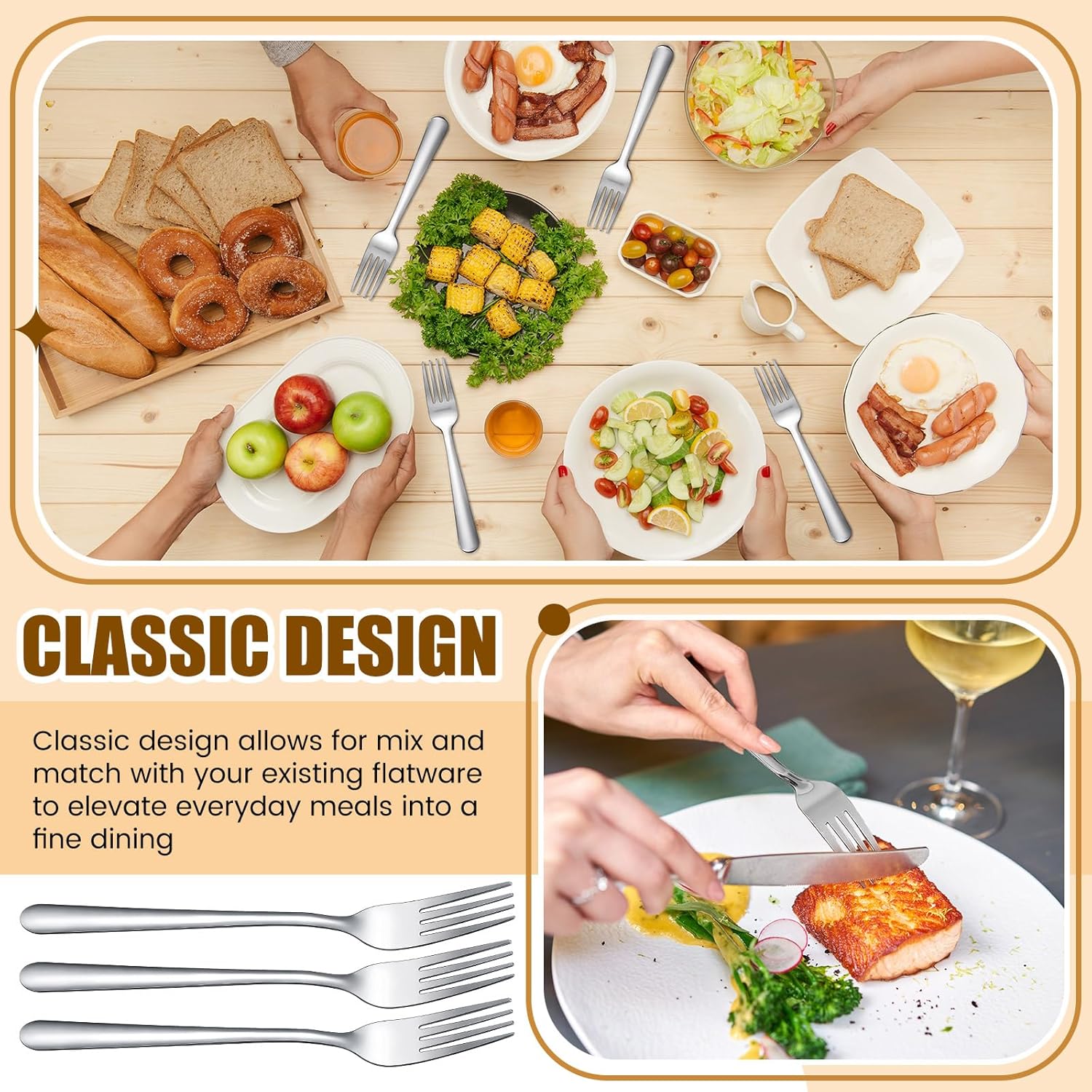 Syhood 300 Pcs Stainless Steel Dinner Forks Set 8 Inch Bulk Metal Forks Restaurant Silverware Mirror Polished Salad Dessert Utensils for Home Hotel Kitchen Event Supplies - Image 5