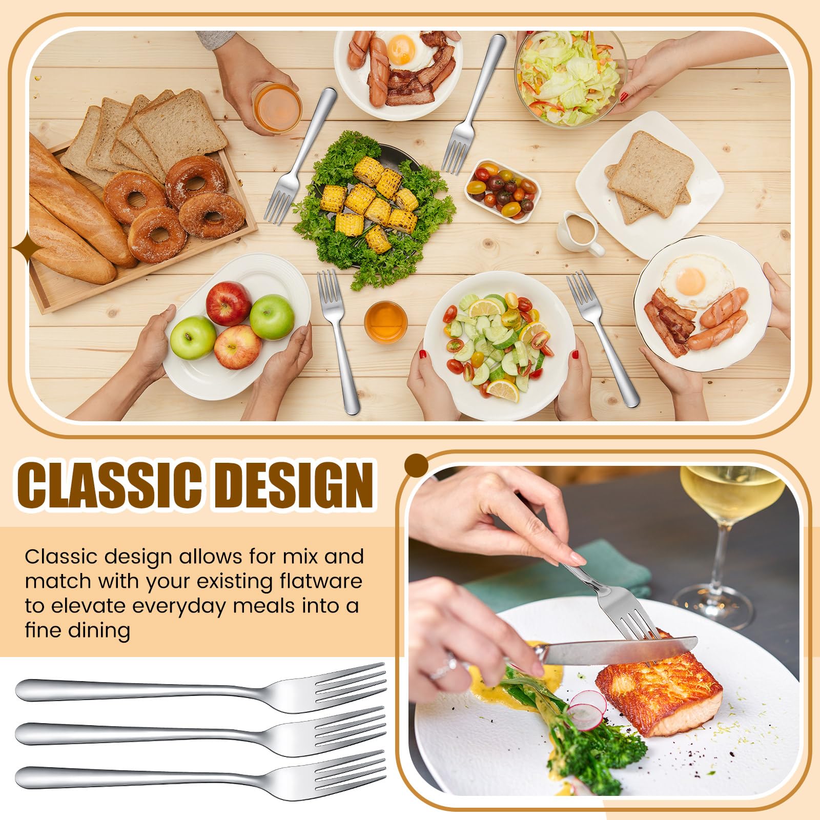 Syhood 300 Pcs Stainless Steel Dinner Forks Set 8 Inch Bulk Metal Forks — Amazon image 5