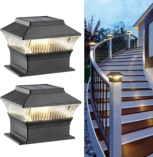Miniatura 7 de Luces solares para punta de poste, 4x4 4x6 Luz para poste de valla alimentada por energía solar, Luz para poste de cubierta de 25 lúmenes al aire