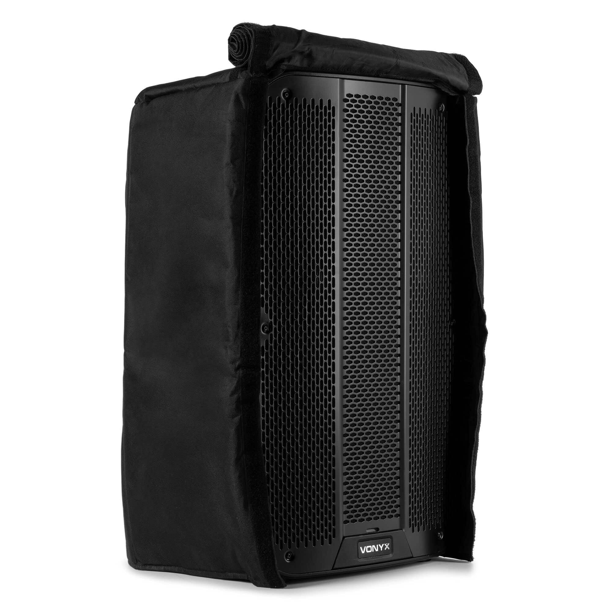 Vonyx SCVD15 Estuche Protector para Altavoz VD715, Nailon Impermeable con Solapas de Acceso y Espacio para Accesorios – Funda Resistente para Exteriores y Transporte Seguro