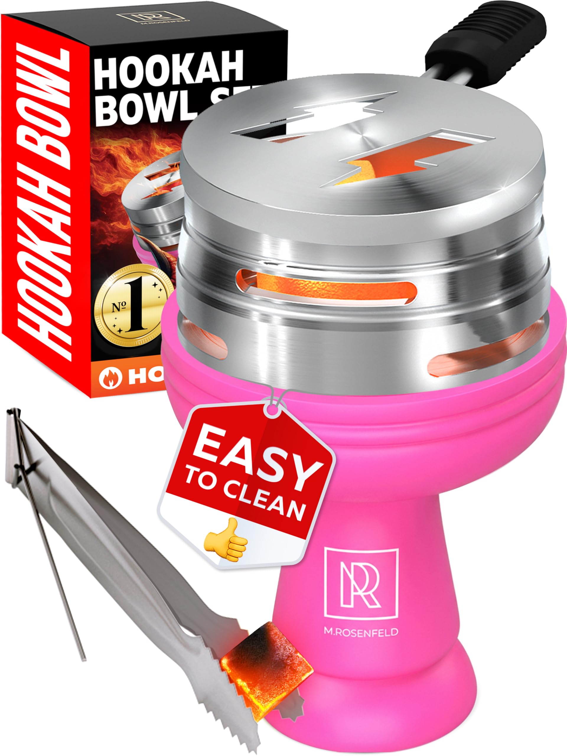 Hookah Bowl Pink Set Silicone – Limited Xmas Design Blue Color - Premium Hookah Head Bowl - Shisha Bowl Phunnel Hookah Bowl with Heat Management Charcoal Holder