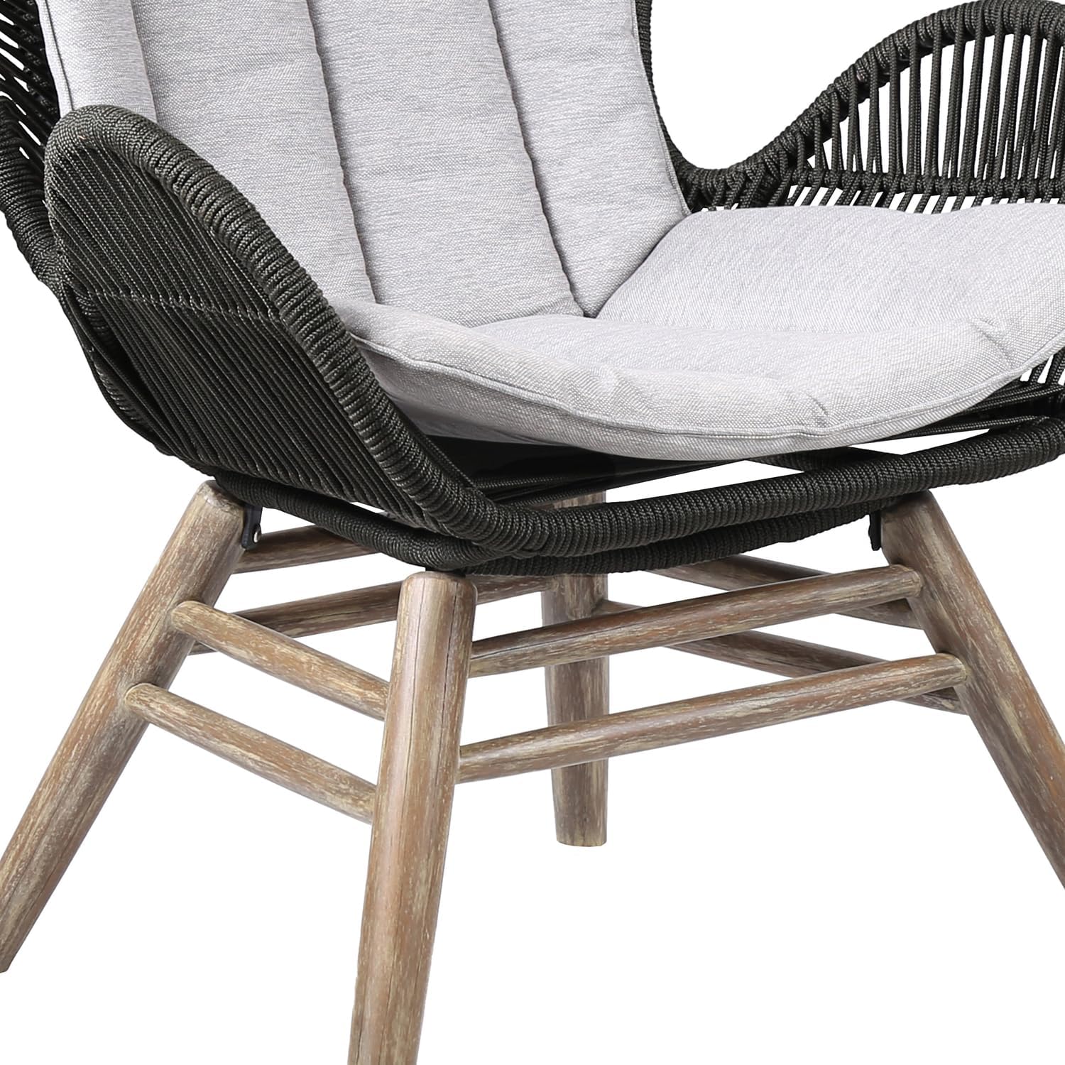 King Charcoal Rope Light Eucalyptus Outdoor Lounge Chair