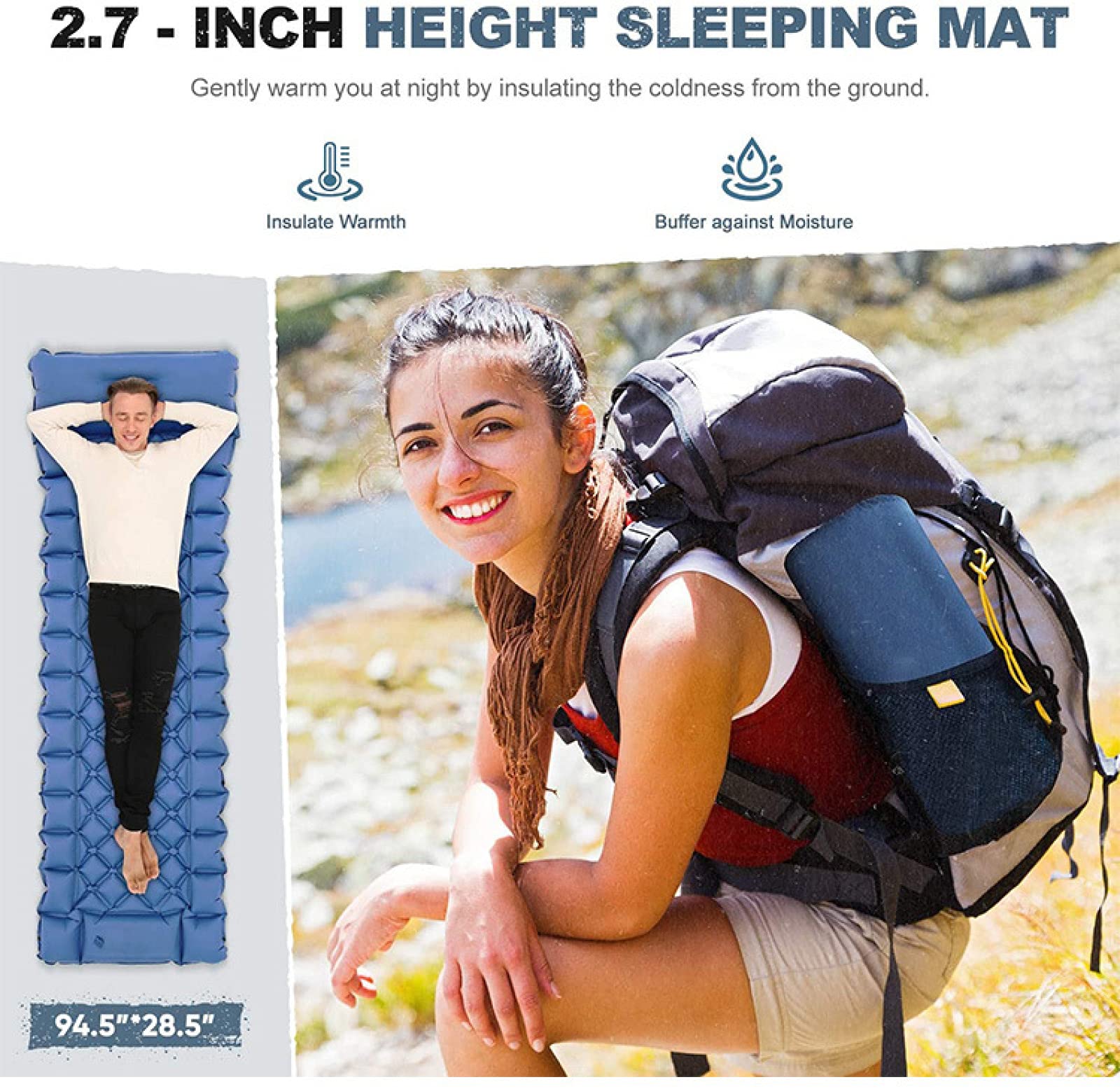 ZXCVB Esterilla Camping Autohinchable, Colchoneta Inflable Ultraligera Y Portátil Esterilla Camping,para Camping, Portátil Y Plegable Almohadilla 190 * 56 * 6cm