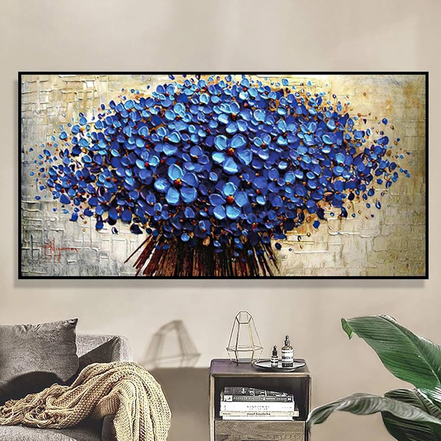 Amazon.co.jp: 現代北欧ブルーツリーポスターと版画抽象花植物