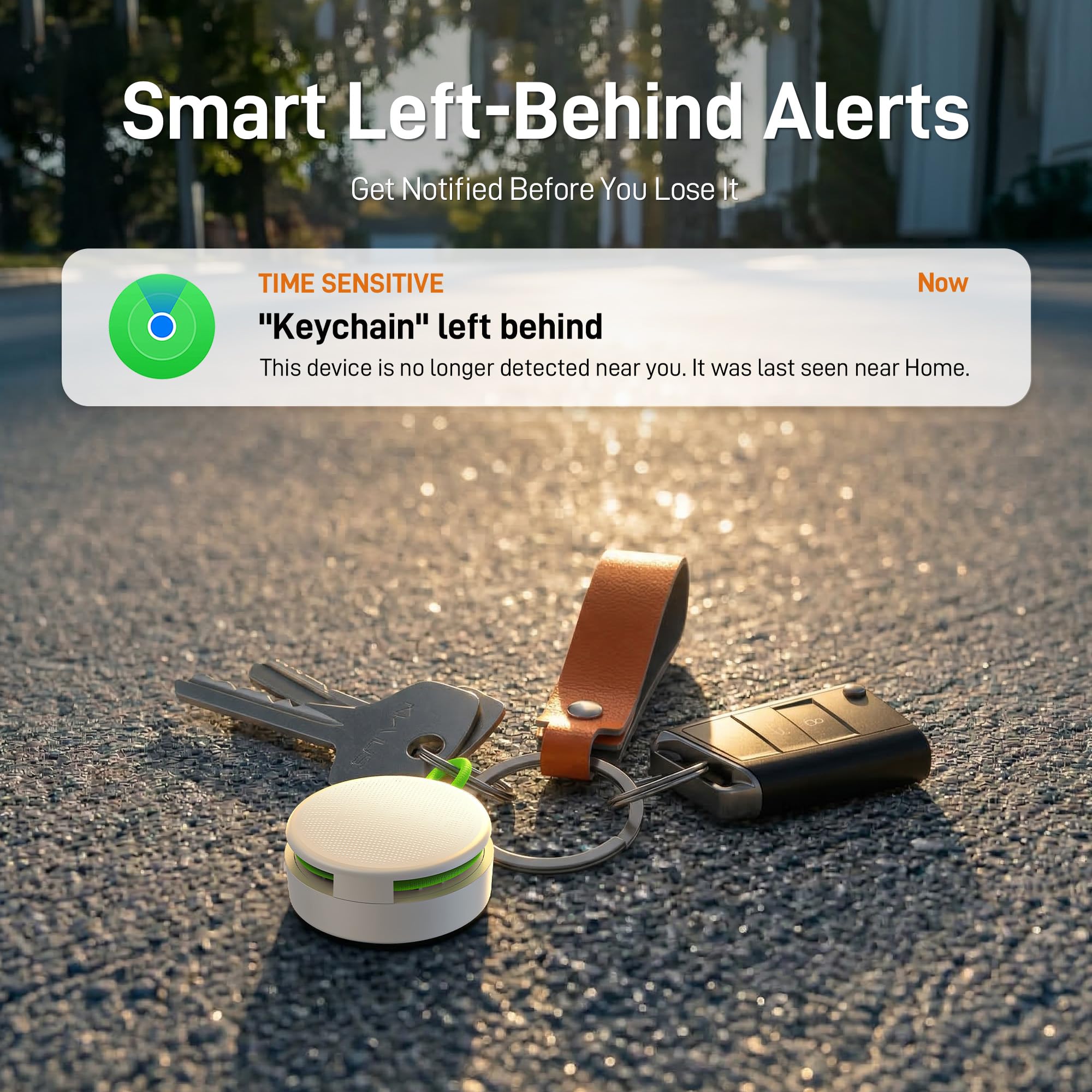 Epicka Targhette con cinturino regolabile integrato, batteria di 2 anni, compatibile con Apple Find My (solo iOS), NFC e IP67, impermeabile, Smart Tag per chiavi, bagagli, bici, animali domestici