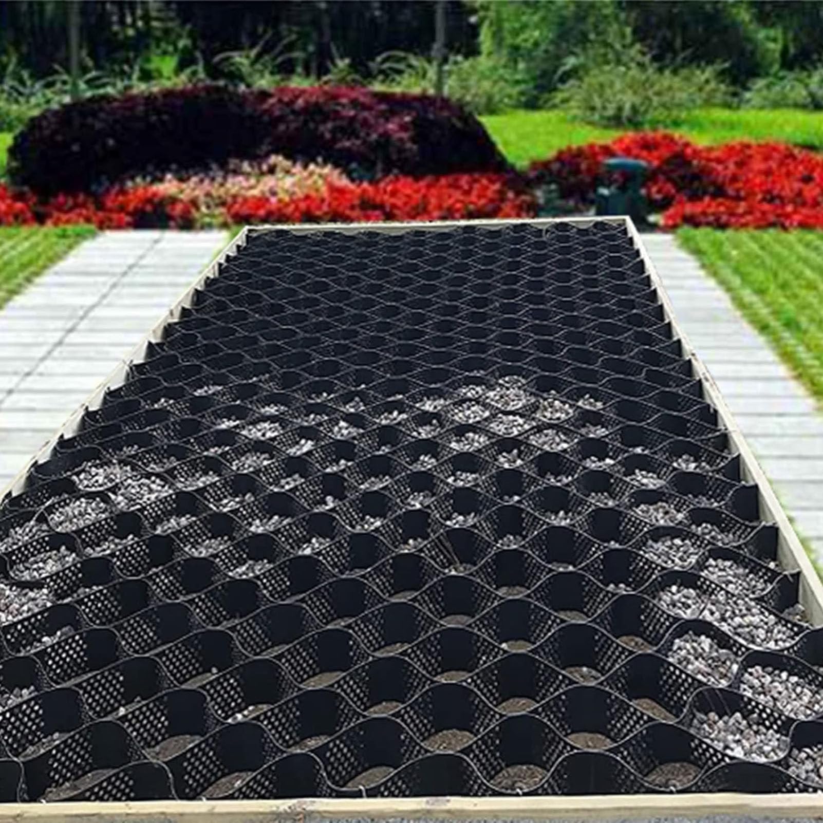 PioMue Commercial Geo Grid Driveway Stabilization Grids, Gravel Stabilizer for Driveways & Light Truck Parking, Soil Mud Control with Draina Holes, Ground Recement Solut Height5cm/2in-4x8m/13x26ft