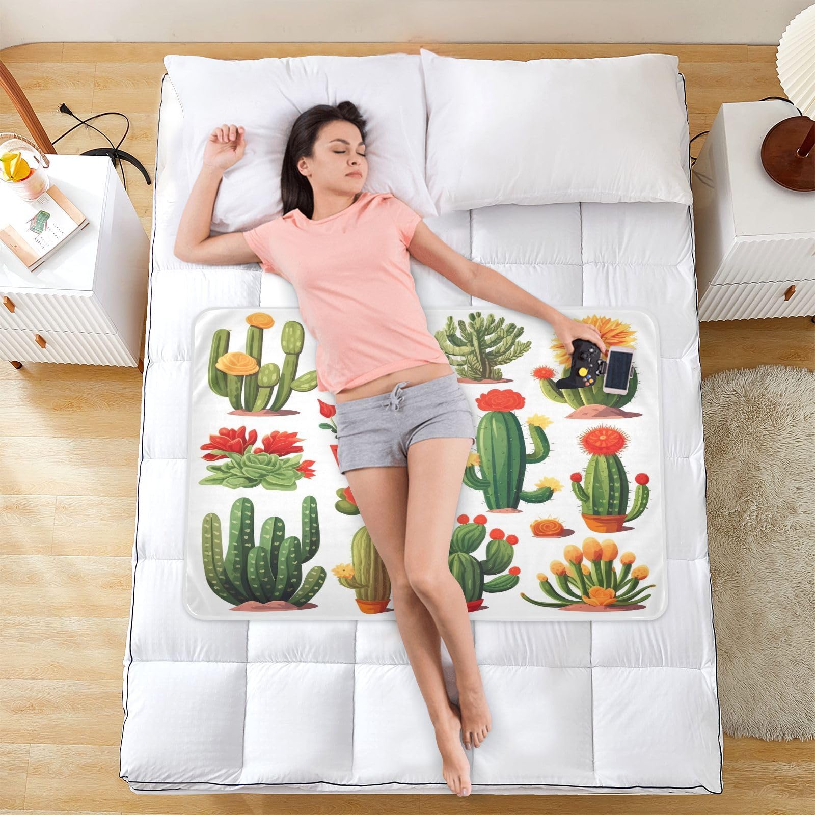CEBUGI 34” x 52”Washable Underpads Heavy Absorbency Waterproof Incontinence Bed Pads Cactus Set Pee Pads for Adults Kids and Baby