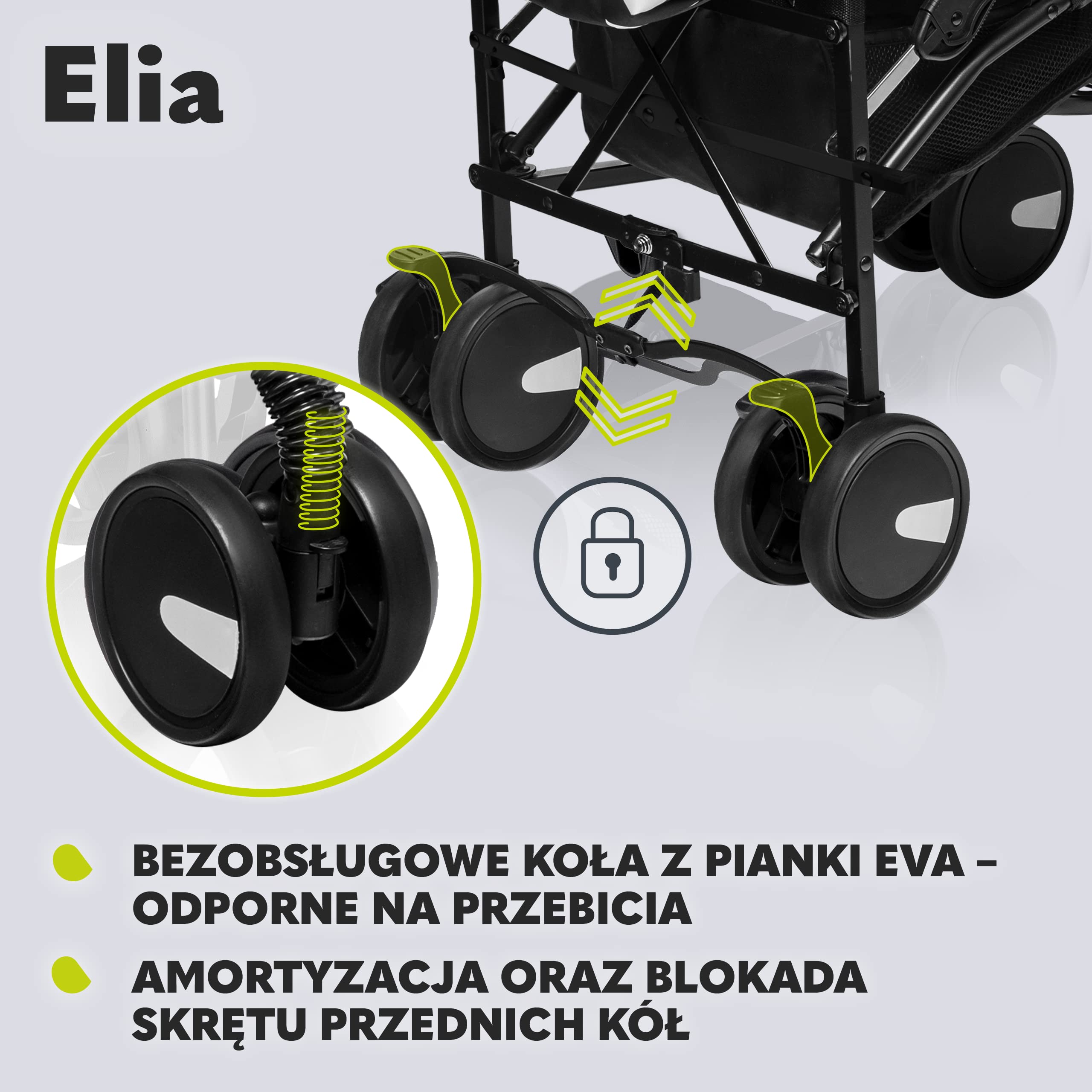 Lionelo ELIA Lekki wózek dziecięcy dla małych dzieci w wieku od 6 miesięcy do 3 lat, kompaktowy i składany wózek dziecięcy z osłoną przeciwsłoneczną XXL, 5-punktowa uprząż bezpieczeństwa, amortyzujące