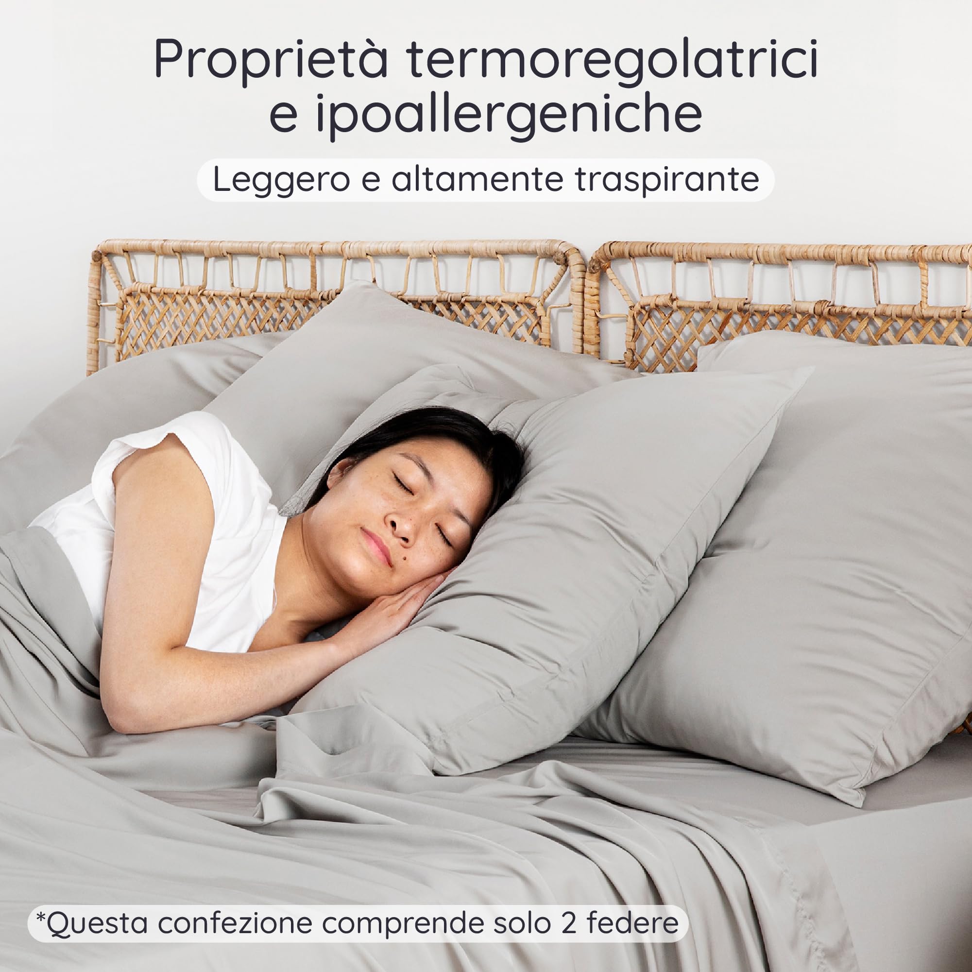 Federe Cuscino In Bambù 50x70 Cm - Confezione Da 2 - Ipoallergeniche E Morbide Come Seta - Foto 3