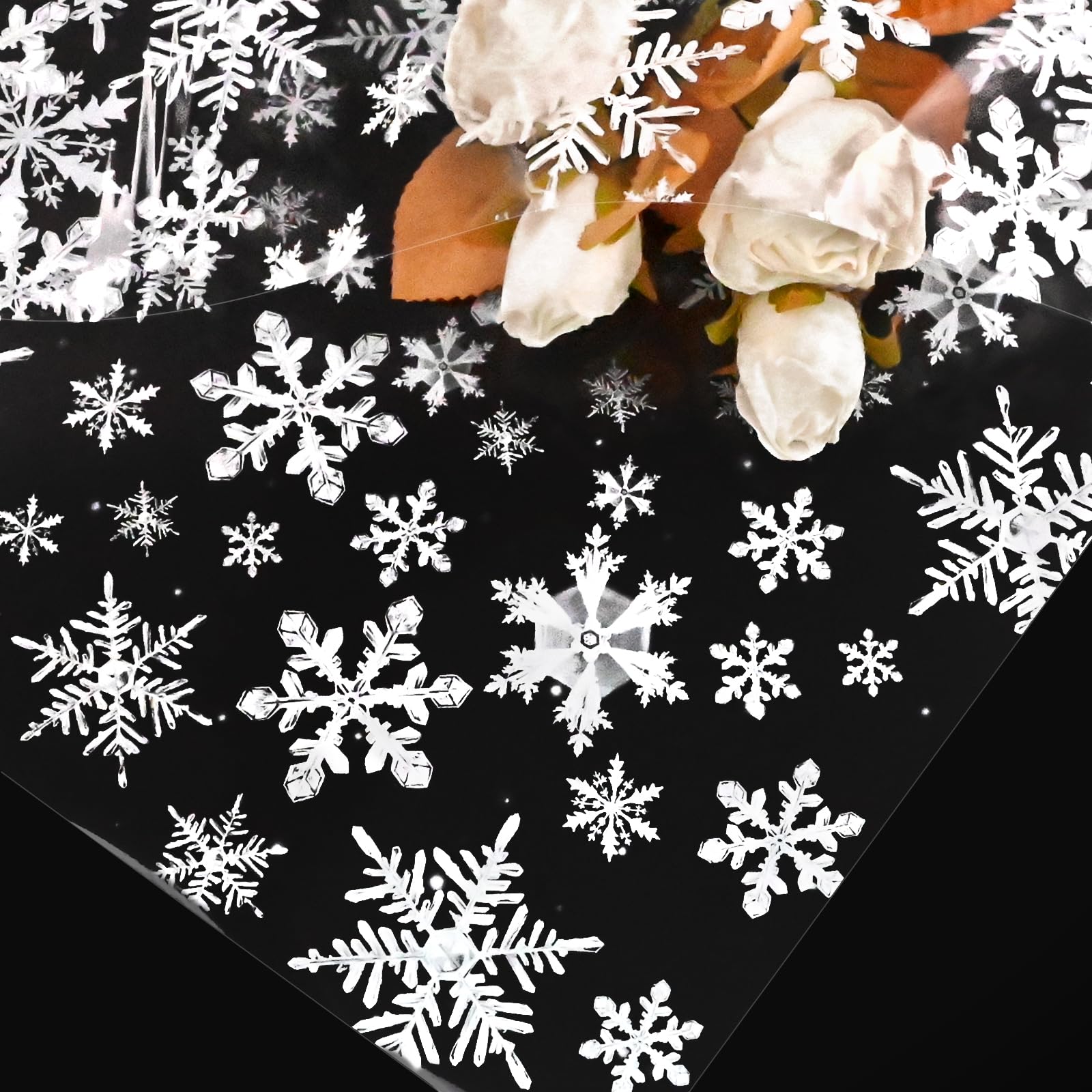 5m*80cm Christmas Cellophane Wrapping Paper Sheet with Snowflake, Xmas Gifts Wrapping Paper for Christmas Party Gifts Cellophane Wrap forHamper Basket Flower Craft