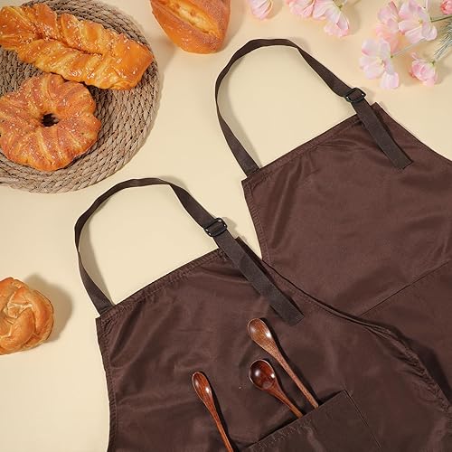 Miniatura 2 de TIESOME Juego de 2 delantales de arte de cocina para niños, delantal ajustable Cooffee impermeable con bolsillos para actividades de manualidades