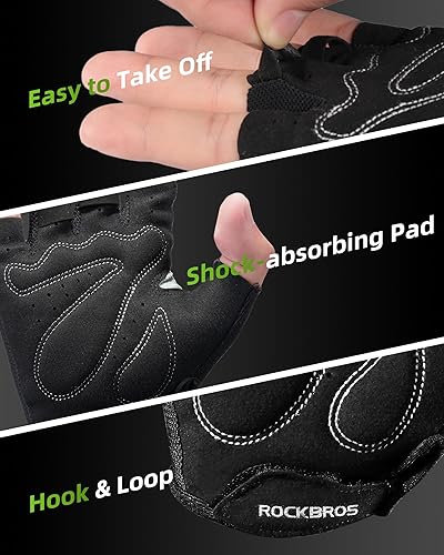 Miniatura 7 de ROCKBROS Guantes de ciclismo para hombres y mujeres - Guantes de bicicleta transpirables - Guantes de medio dedo para ciclismo diario,