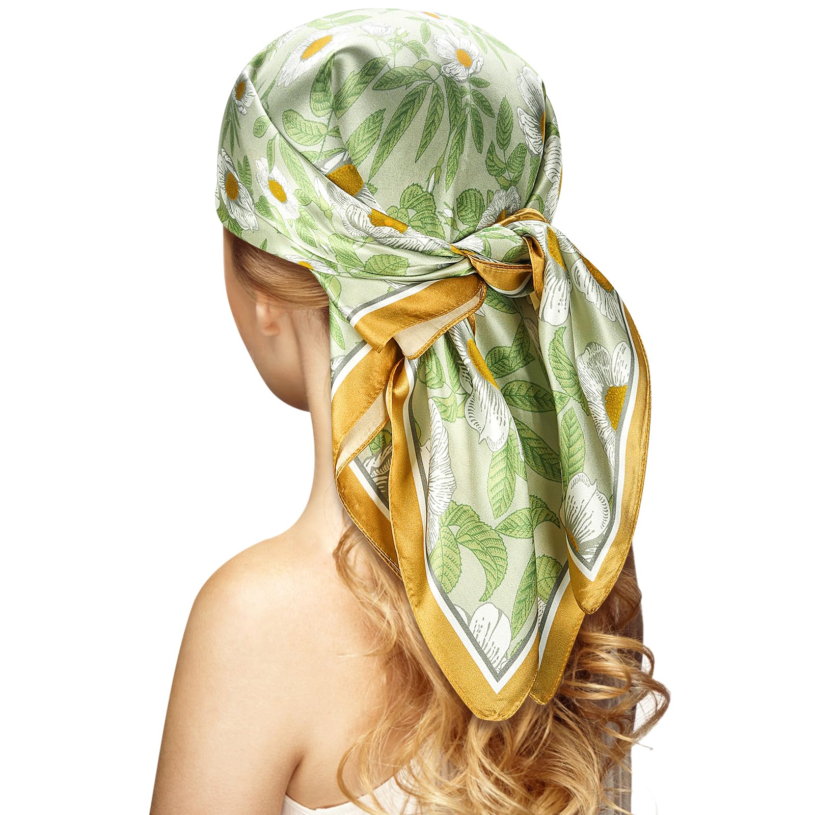 100% Silk Head Scarf for Women - 27" Hair Scarves Satin Head Scarf Bandanas Square Silk Hair Night Sleeping with Gift Packed