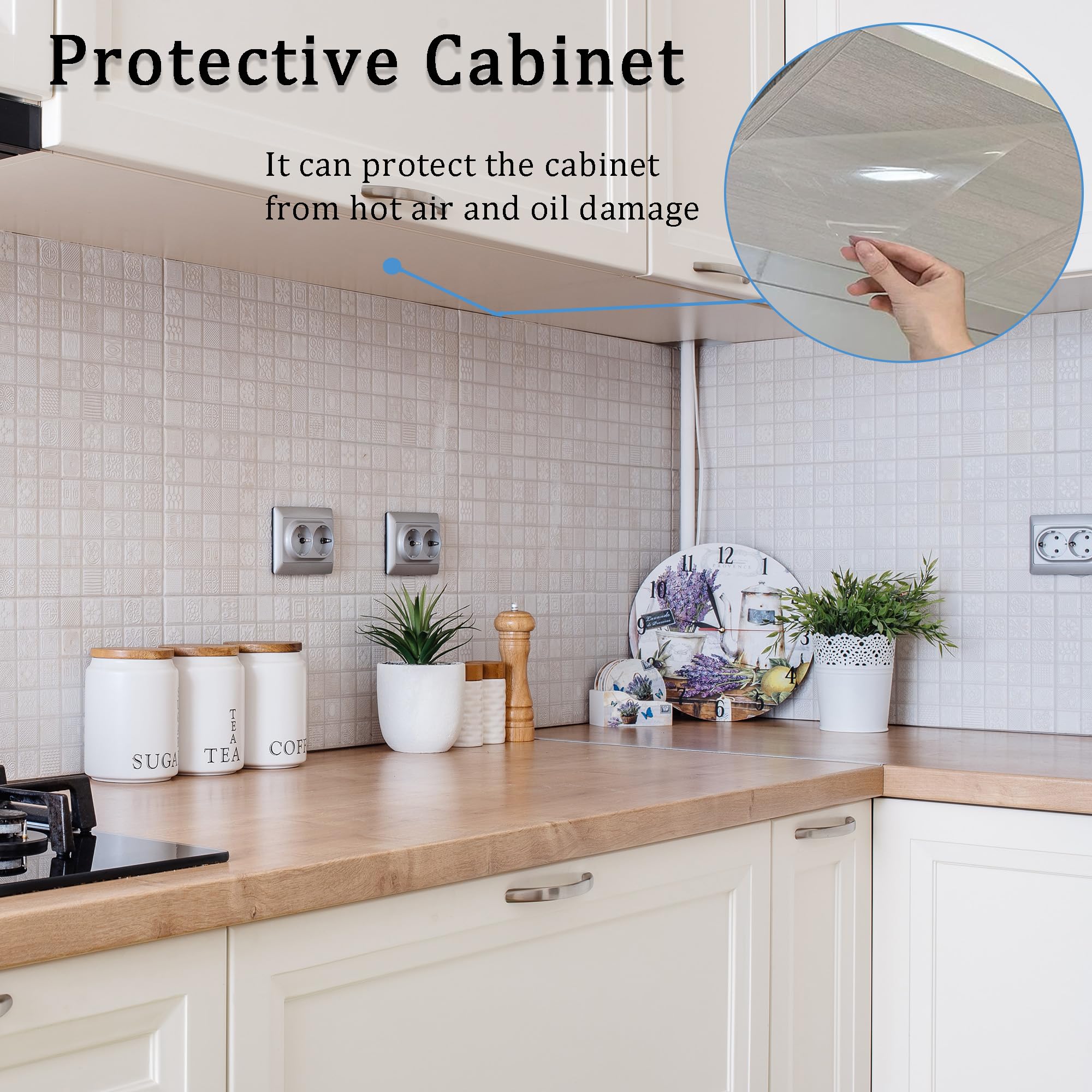 1 Rouleau De Film De Protection Mural Transparent Résistant à L'huile Pour Dosseret De Cuisine, Papier Peint Amovible Pour Placard, Porte, Mur, Meubles, Cuisine, Ménage