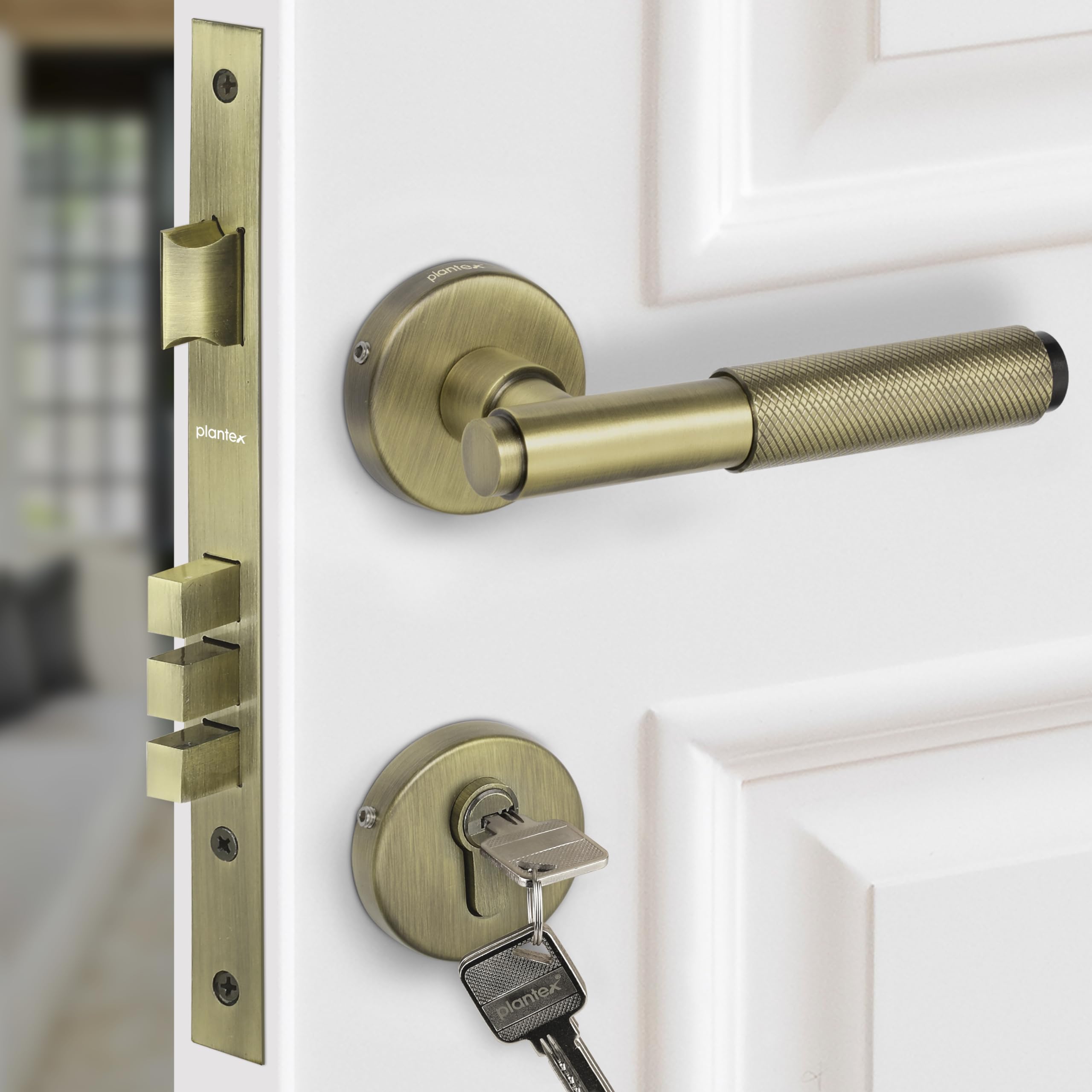 Plantex Heavy Duty Door Lock – Bathroom Door Lock/Mortise Keyless Handle Set for Home/Bathroom/Store Room/Balcony/Office with Baby Latch (603 - Brass Antique) — Amazon image 10
